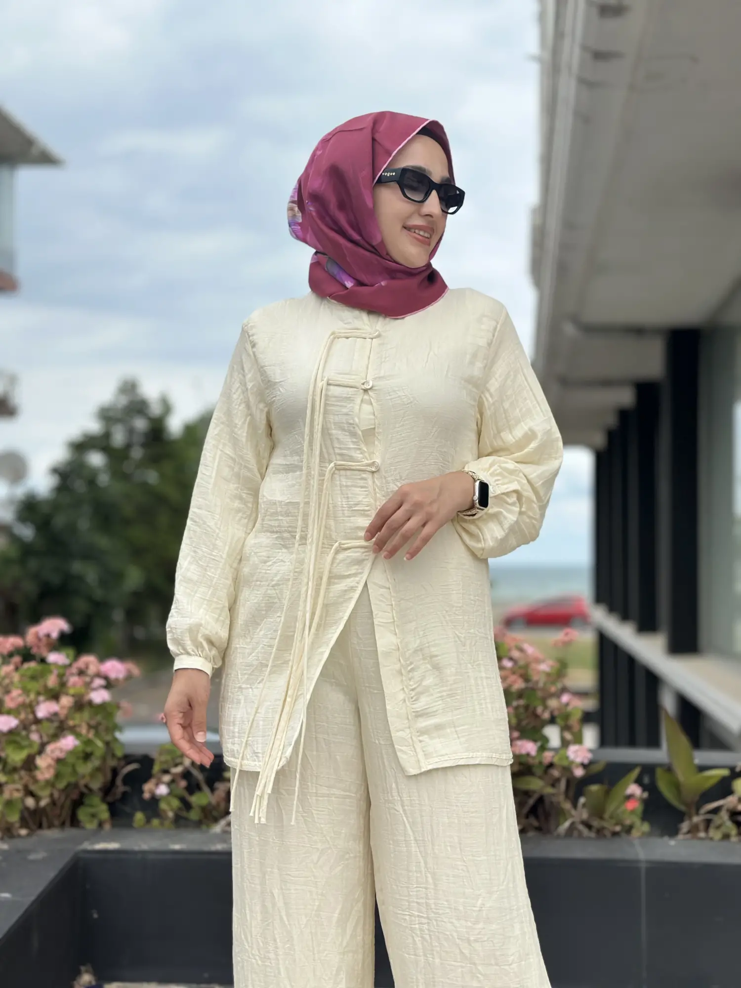 Qupra Brit Detaylı Tensel Tunik Pantolon Takım WAD12130