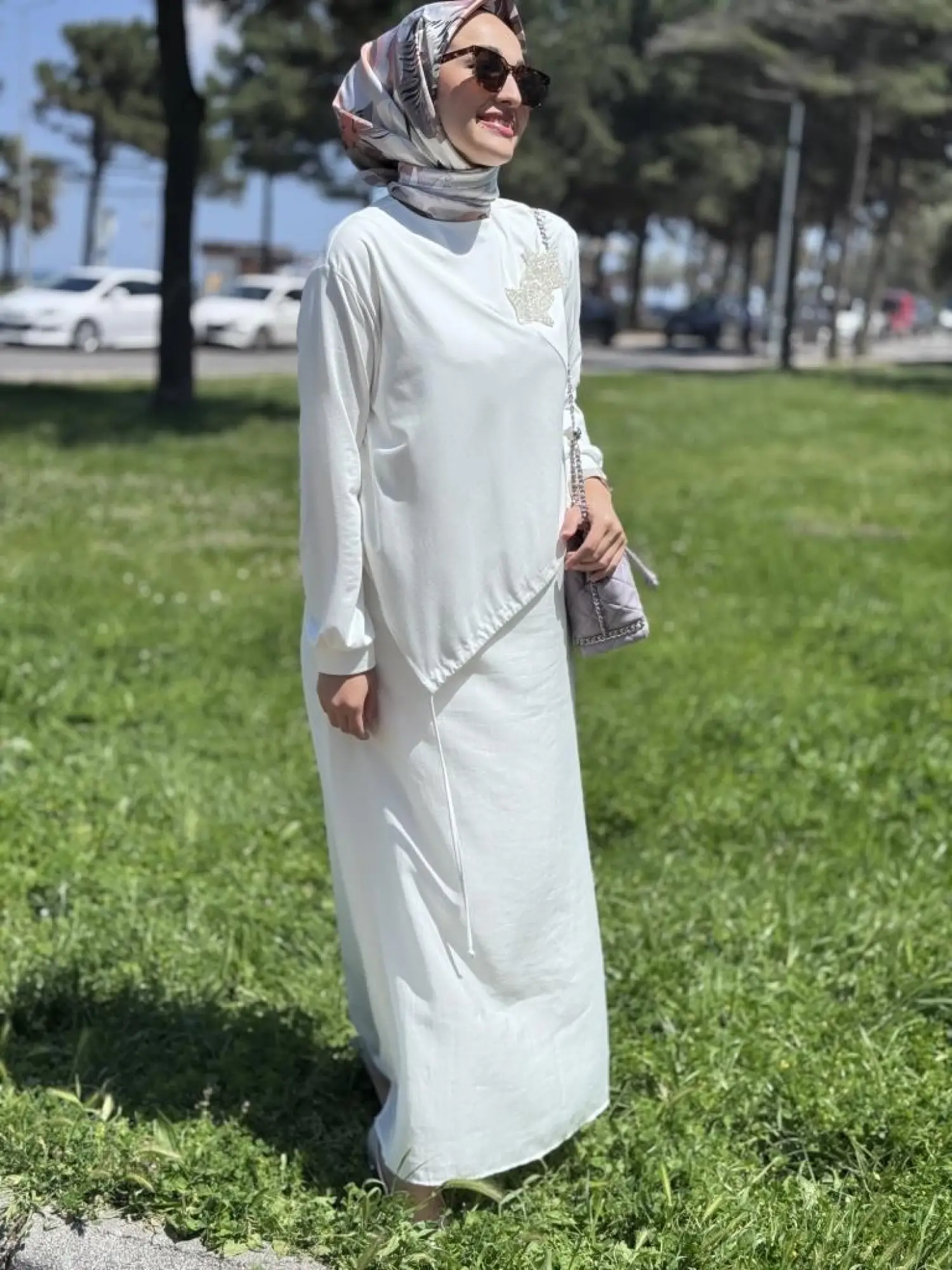 Qupra Broş Detaylı Astarlı Modal Elbise WAB85013