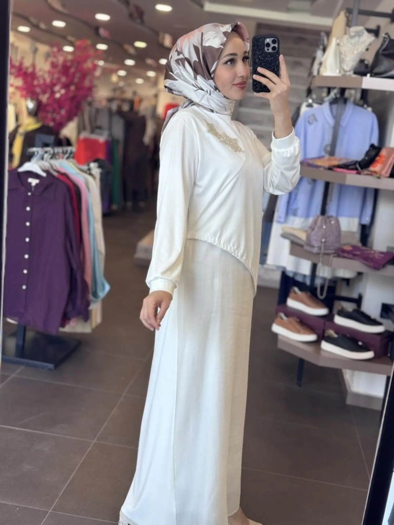 Qupra Broş Detaylı Astarlı Modal Elbise WAB85013