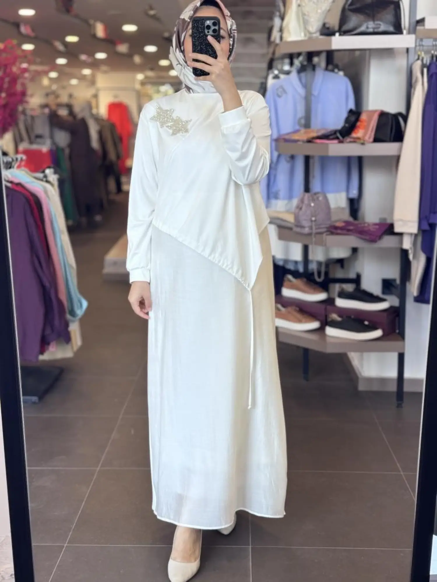 Qupra Broş Detaylı Astarlı Modal Elbise WAB85013