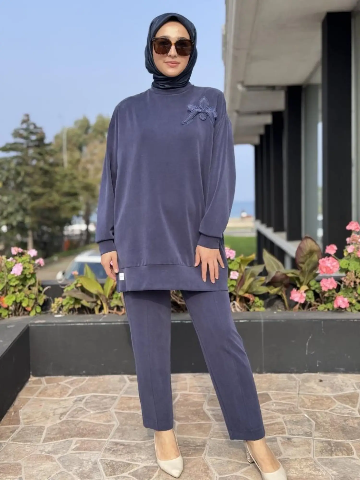 Qupra Broş Detaylı Modal Tunik Pantolon Takım WAC92103