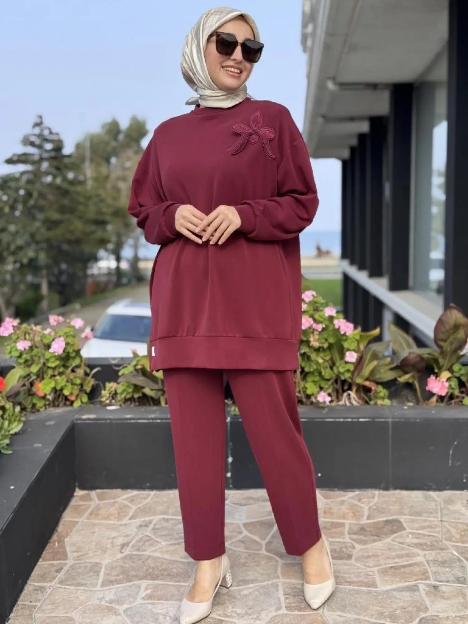 Qupra Broş Detaylı Modal Tunik Pantolon Takım WAC92103