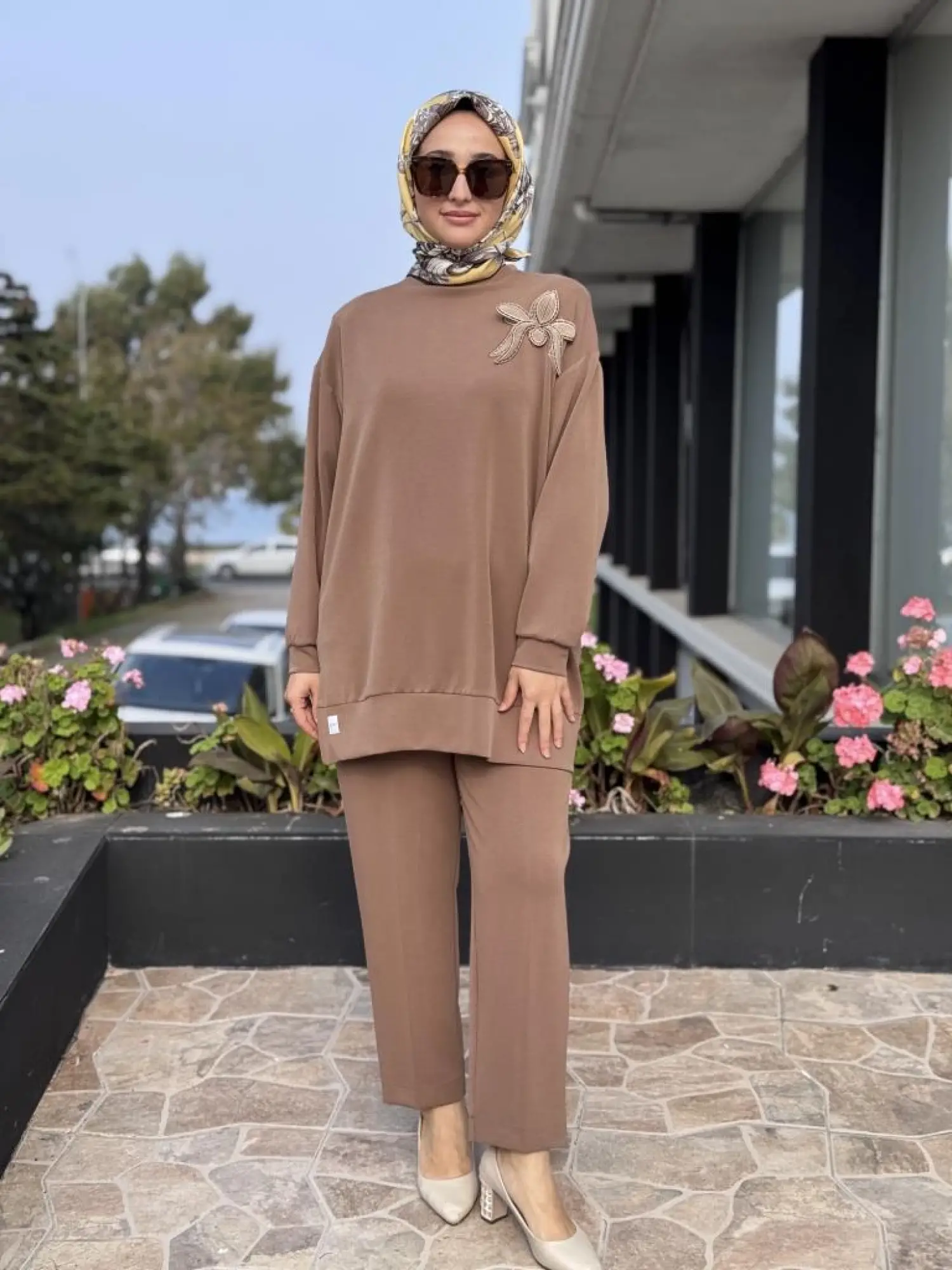 Qupra Broş Detaylı Modal Tunik Pantolon Takım WAC92103