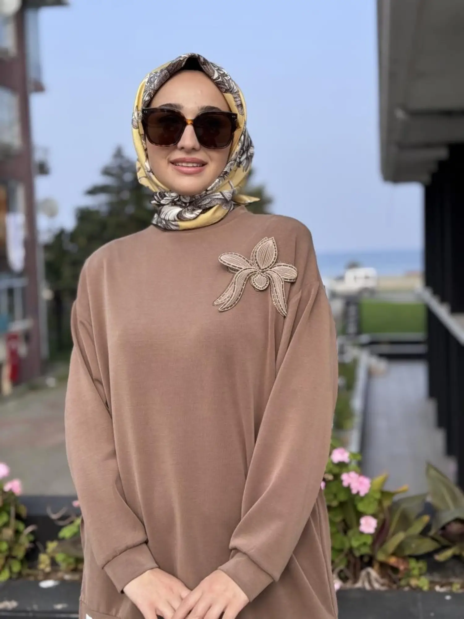 Qupra Broş Detaylı Modal Tunik Pantolon Takım WAC92103