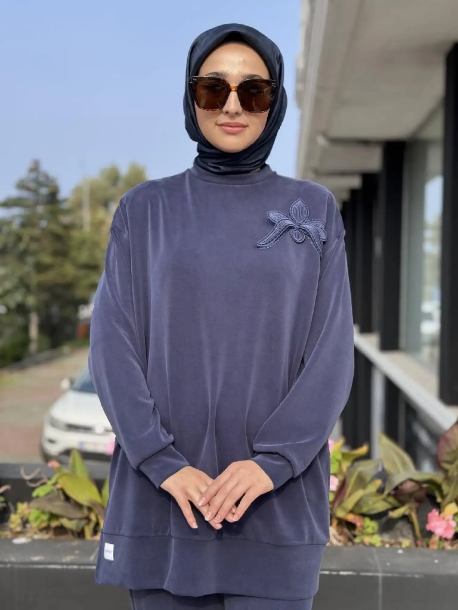 Qupra Broş Detaylı Modal Tunik Pantolon Takım WAC92103