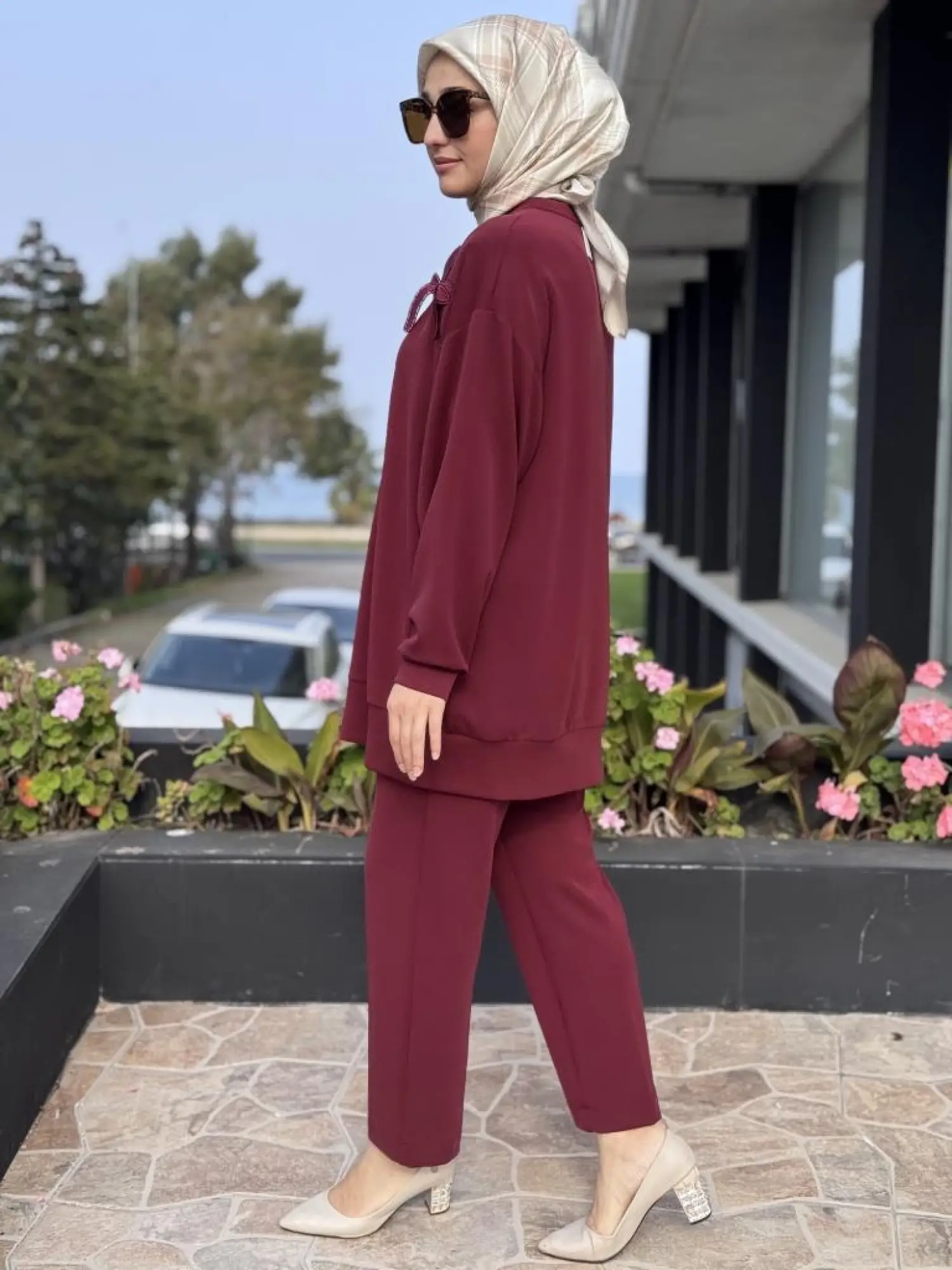 Qupra Broş Detaylı Modal Tunik Pantolon Takım WAC92103