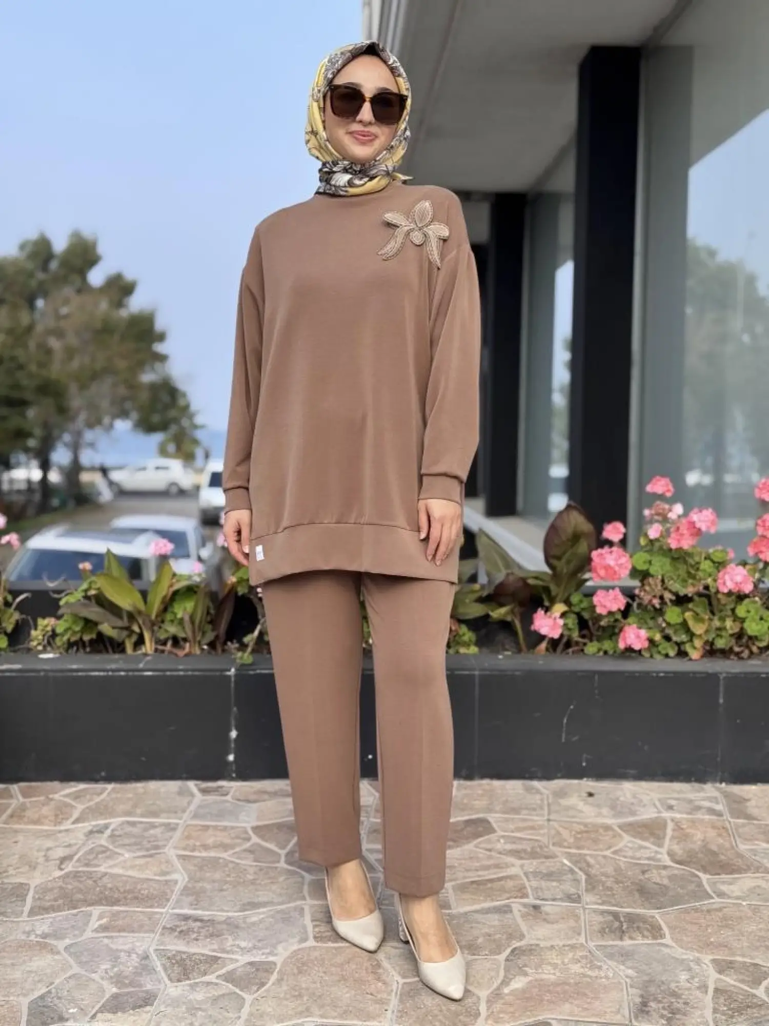 Qupra Broş Detaylı Modal Tunik Pantolon Takım WAC92103