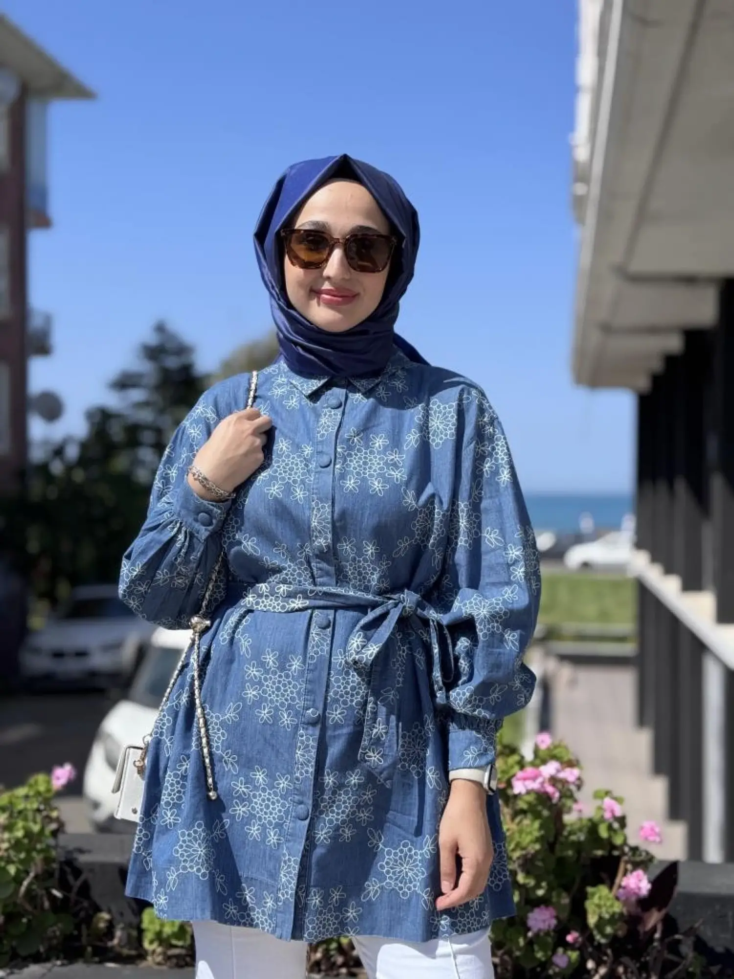 Qupra Çiçek Baskılı Kot Kap WAB81008