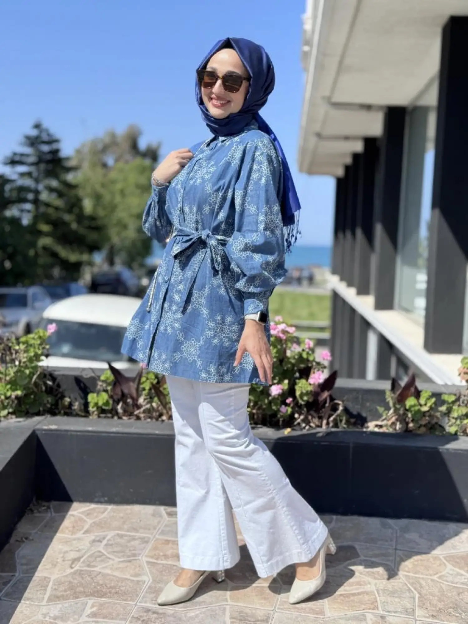 Qupra Çiçek Baskılı Kot Kap WAB81008