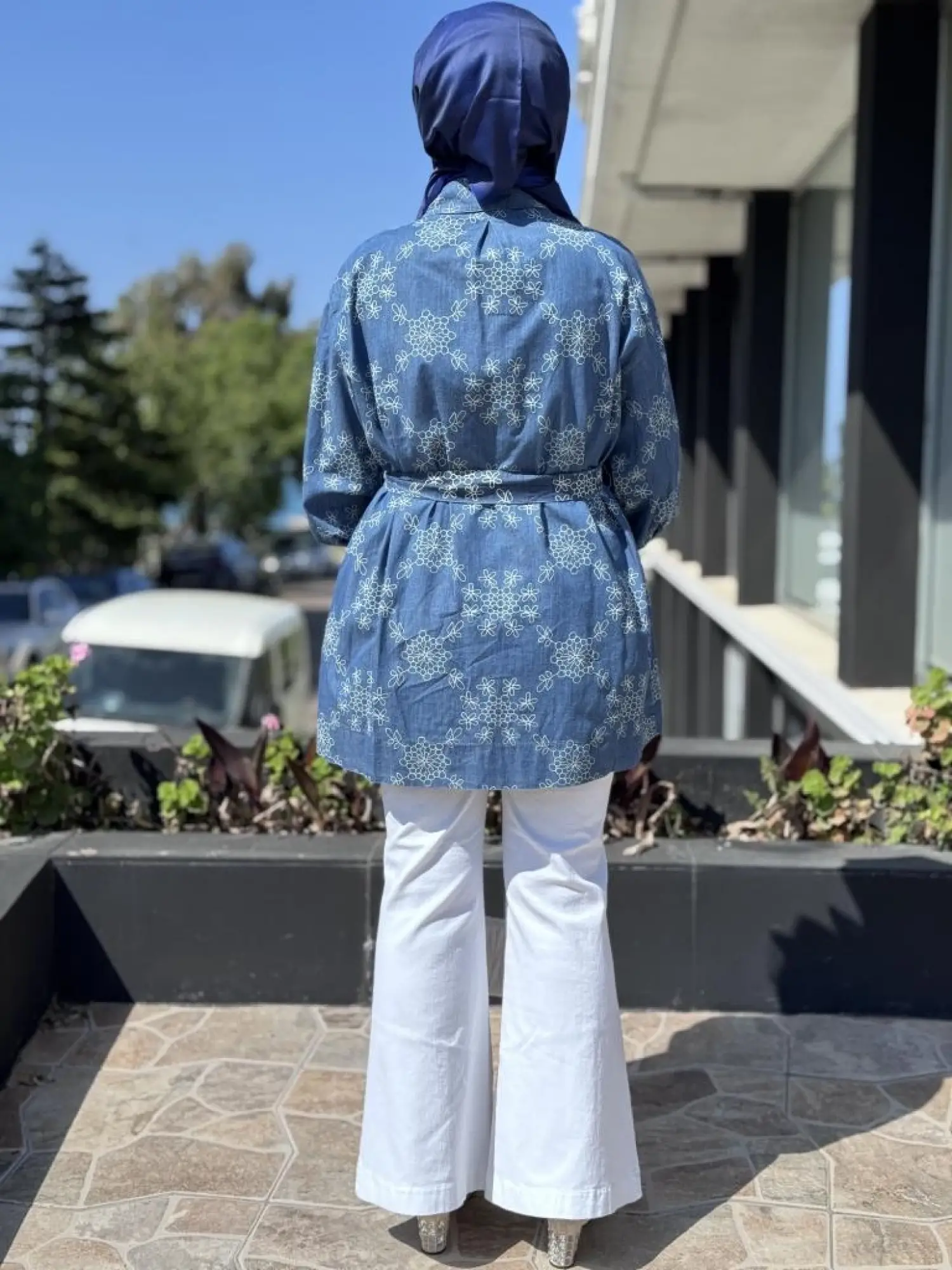 Qupra Çiçek Baskılı Kot Kap WAB81008