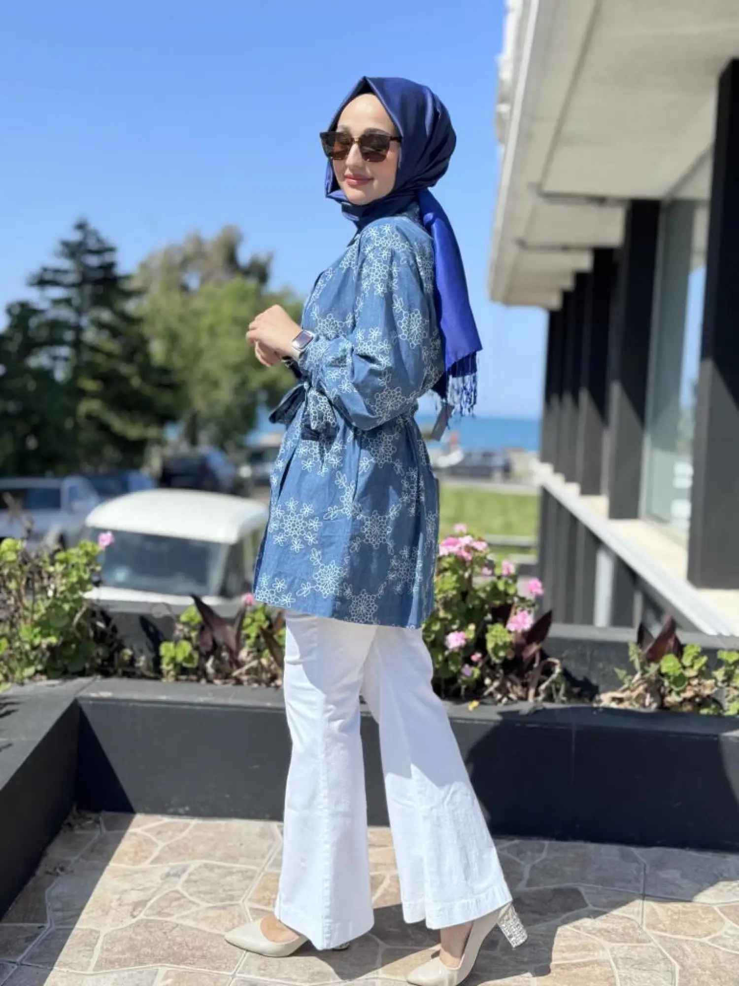 Qupra Çiçek Baskılı Kot Kap WAB81008