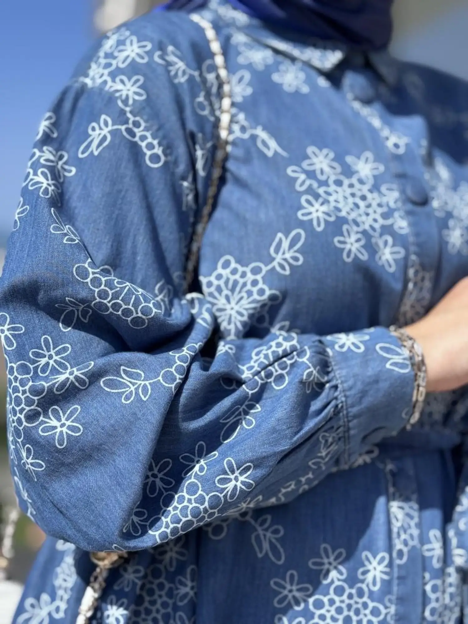 Qupra Çiçek Baskılı Kot Kap WAB81008