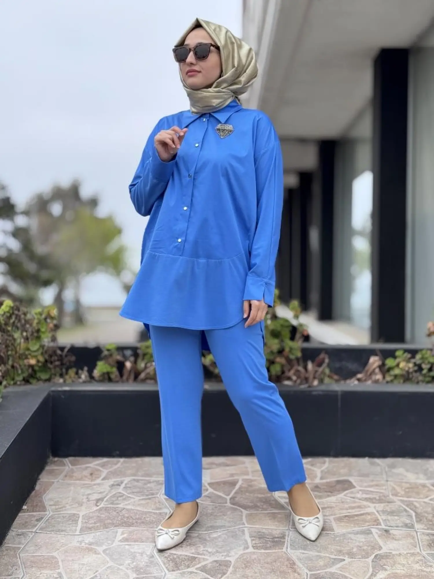 Qupra Çıtçıtlı Modal Poplin Tunik Pantolon Takım WAB82011