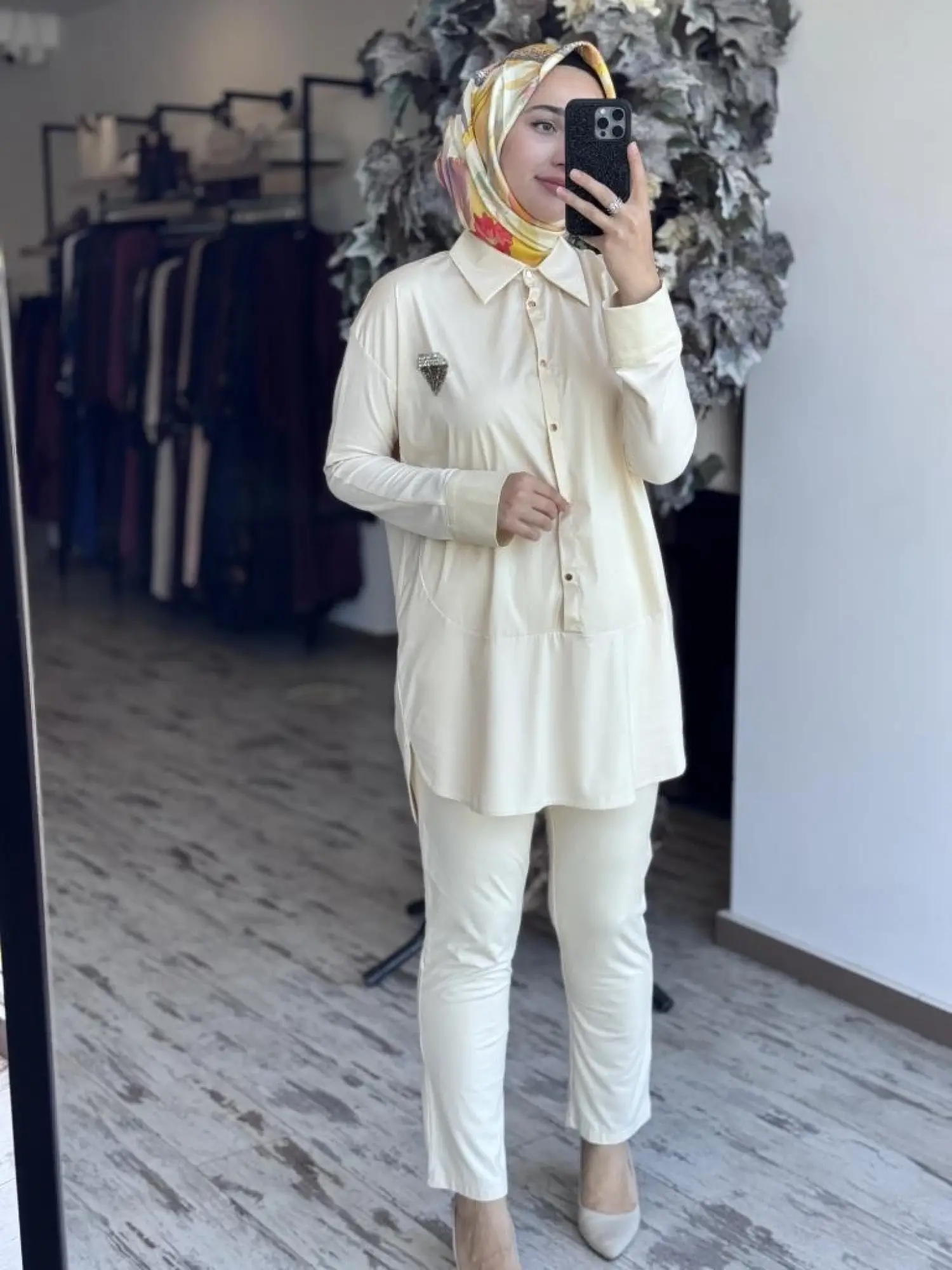 Qupra Çıtçıtlı Modal Poplin Tunik Pantolon Takım WAB82011