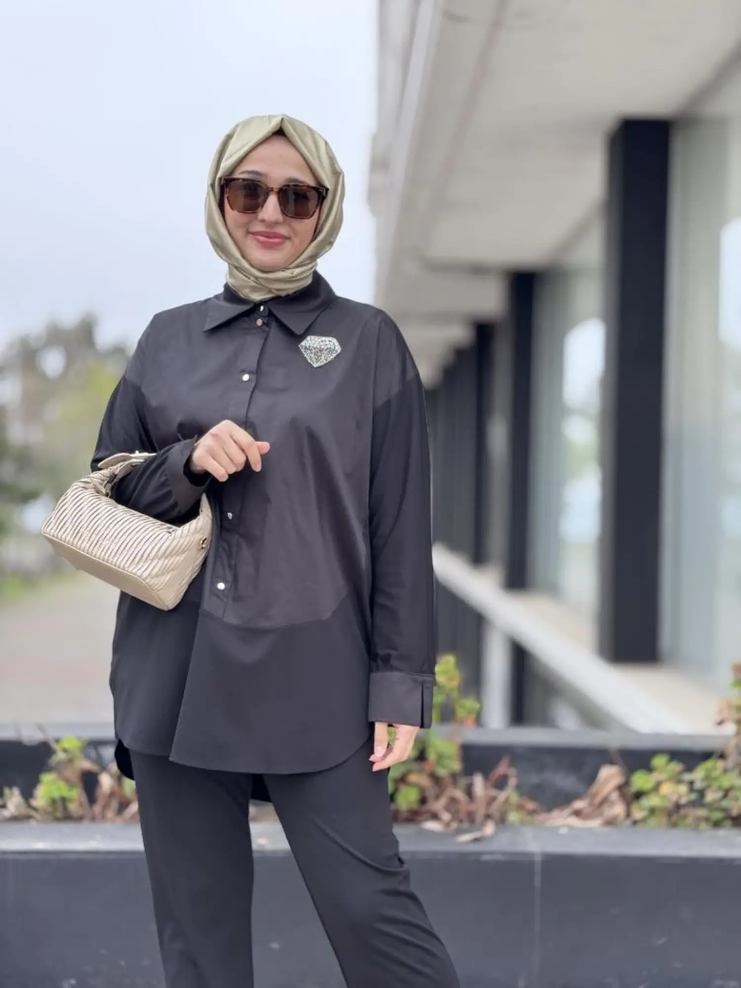 Qupra Çıtçıtlı Modal Poplin Tunik Pantolon Takım WAB82011