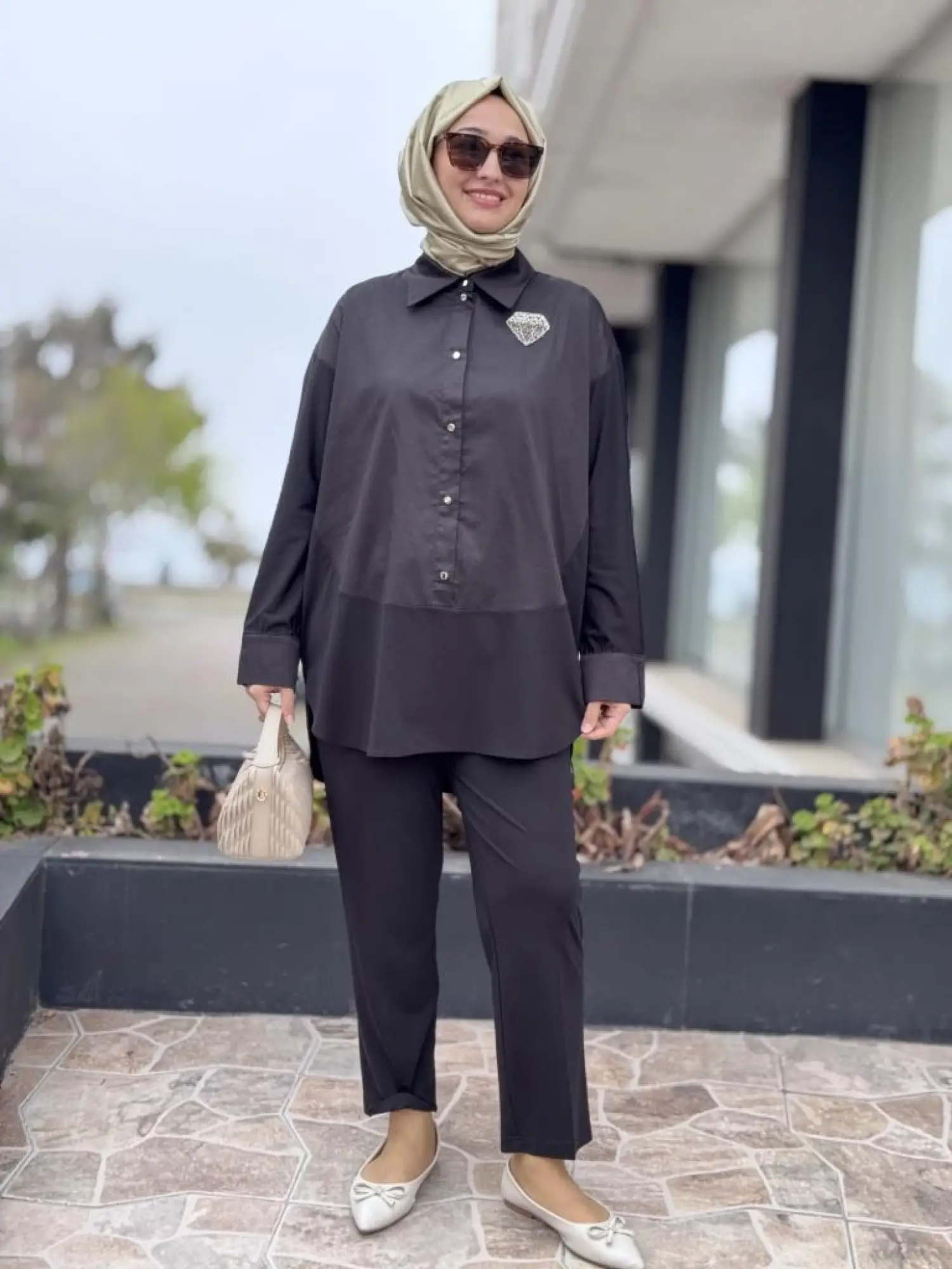 Qupra Çıtçıtlı Modal Poplin Tunik Pantolon Takım WAB82011