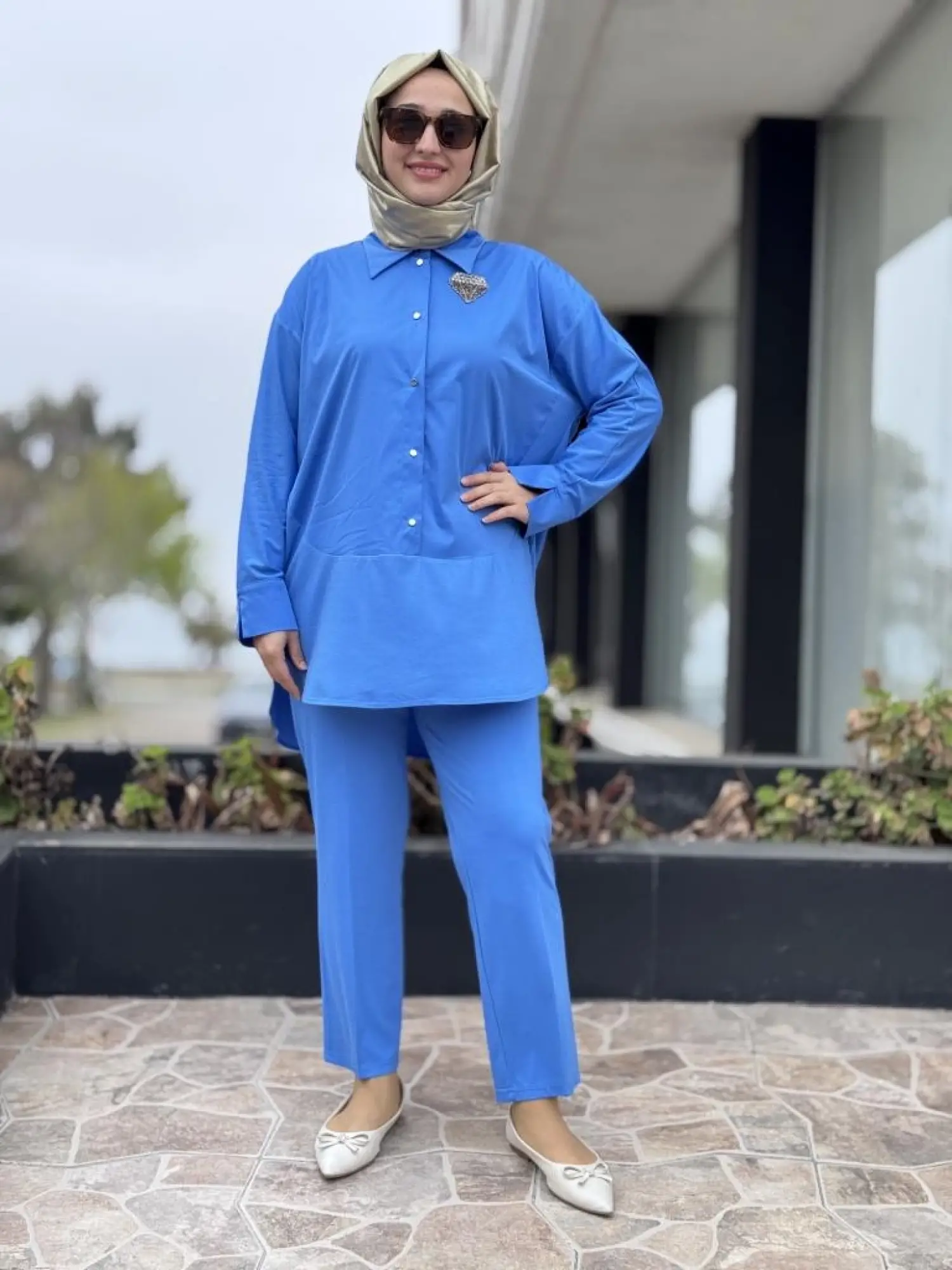 Qupra Çıtçıtlı Modal Poplin Tunik Pantolon Takım WAB82011