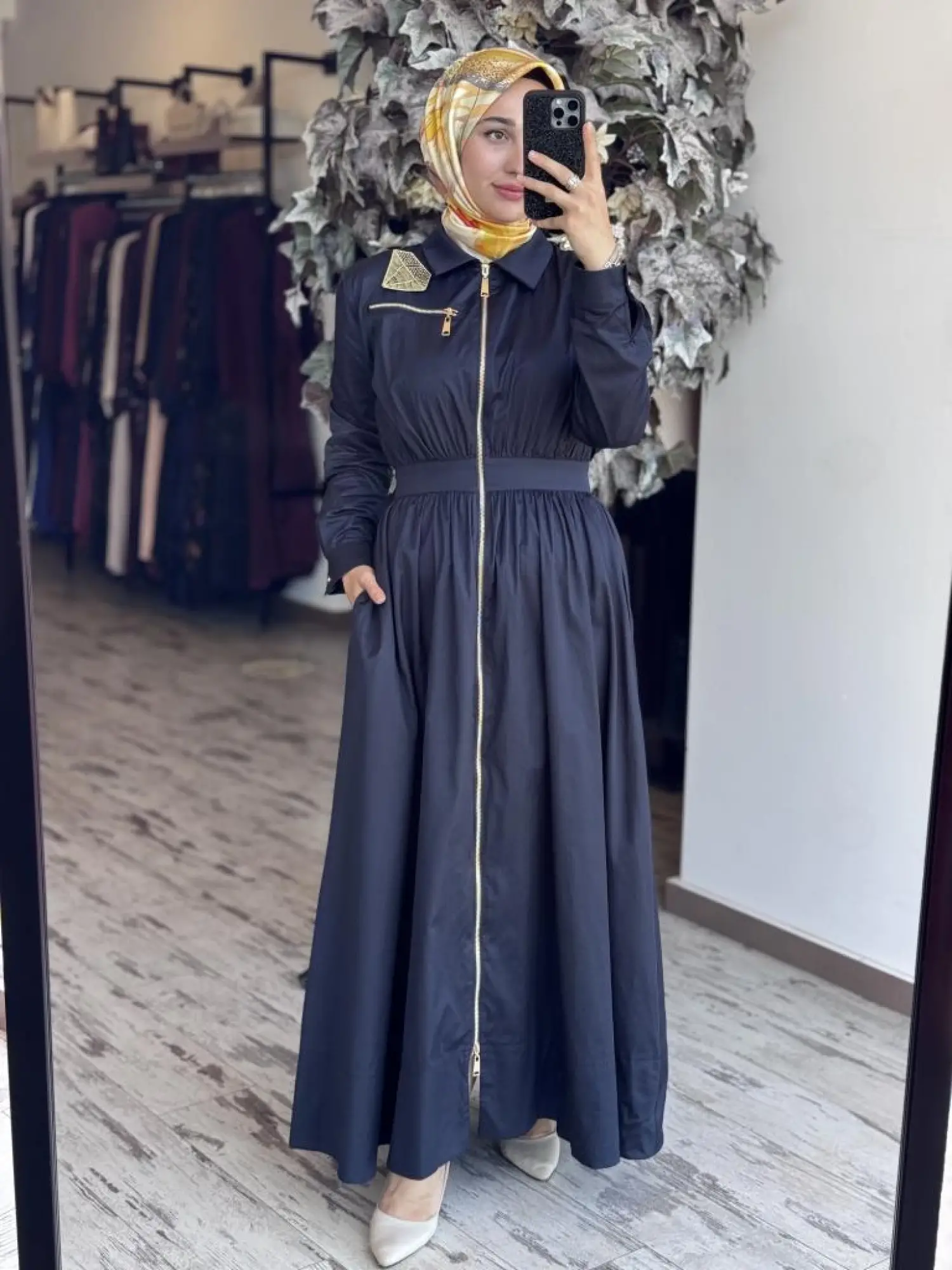 Qupra Fermuarlı Poplin Elbise WAB85015