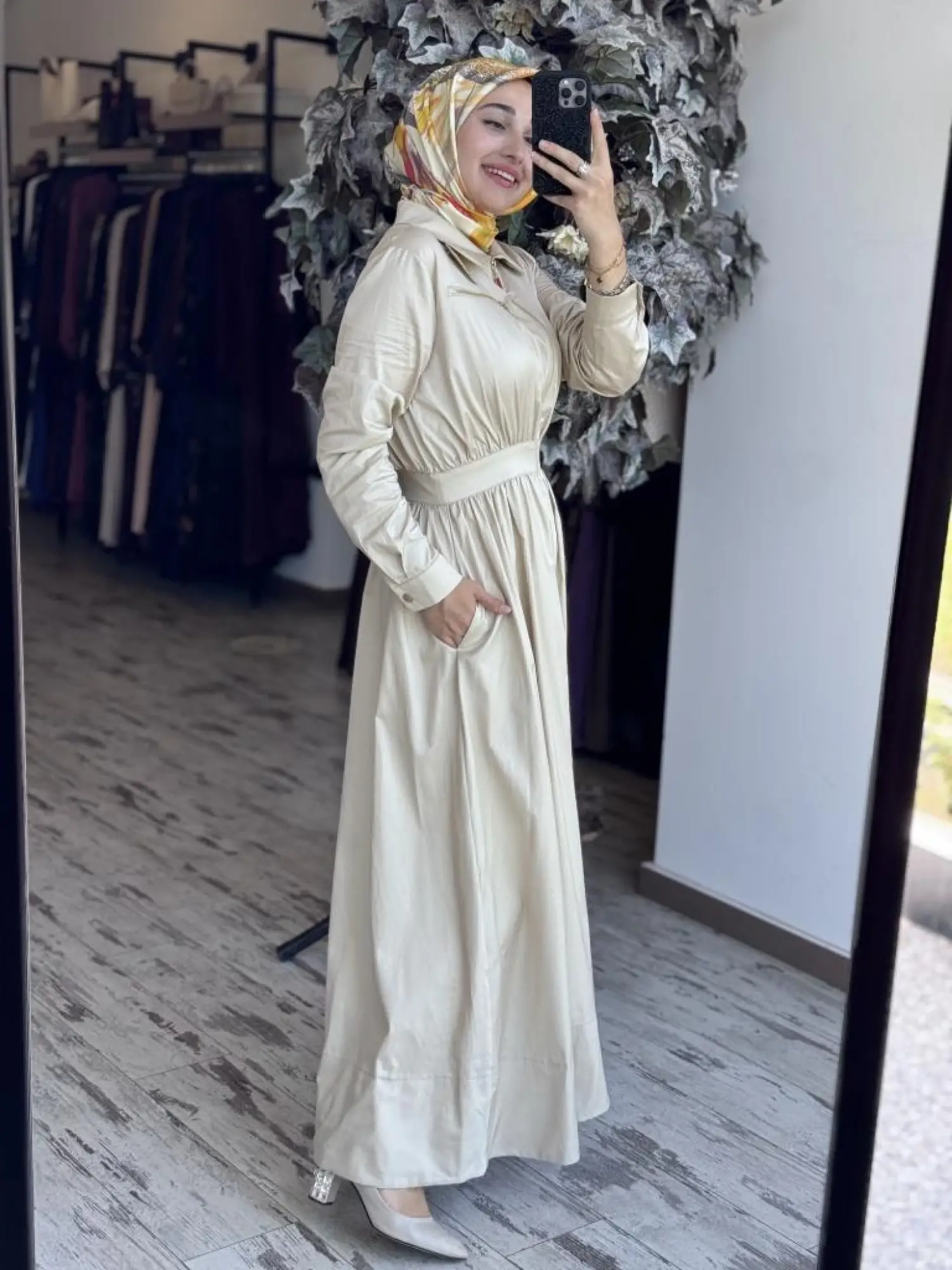 Qupra Fermuarlı Poplin Elbise WAB85015