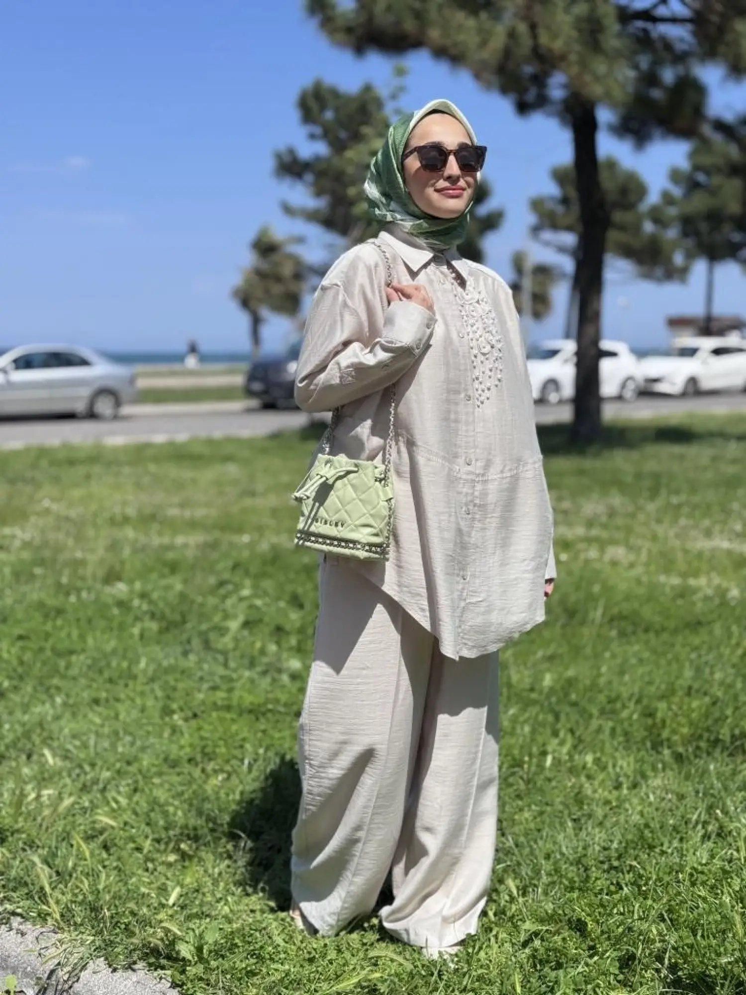 Qupra İncili Gömlek Pantolon Takım WAB82074