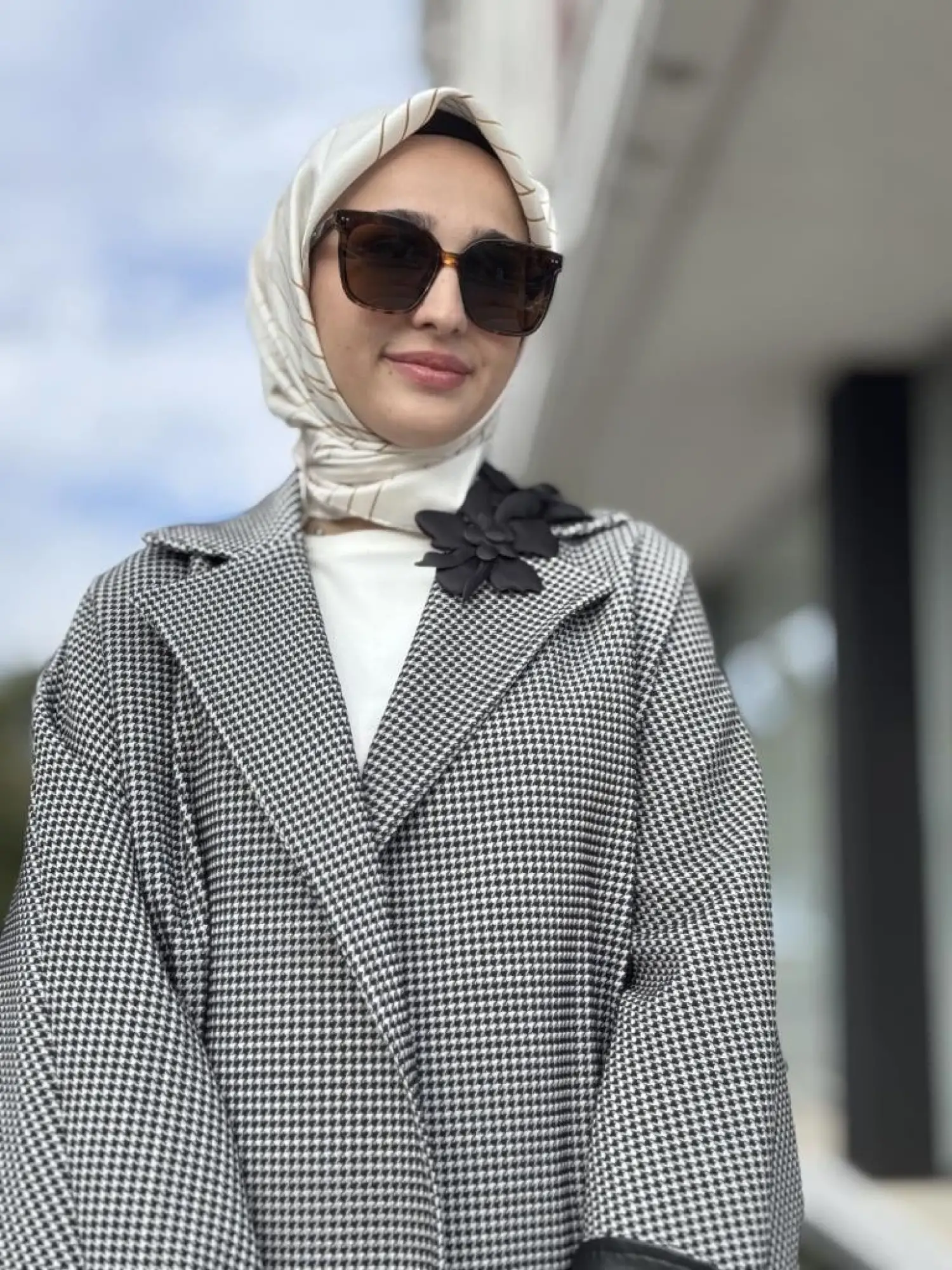 Qupra Kazayağı Desenli Deri Detaylı Ceket WAC91048