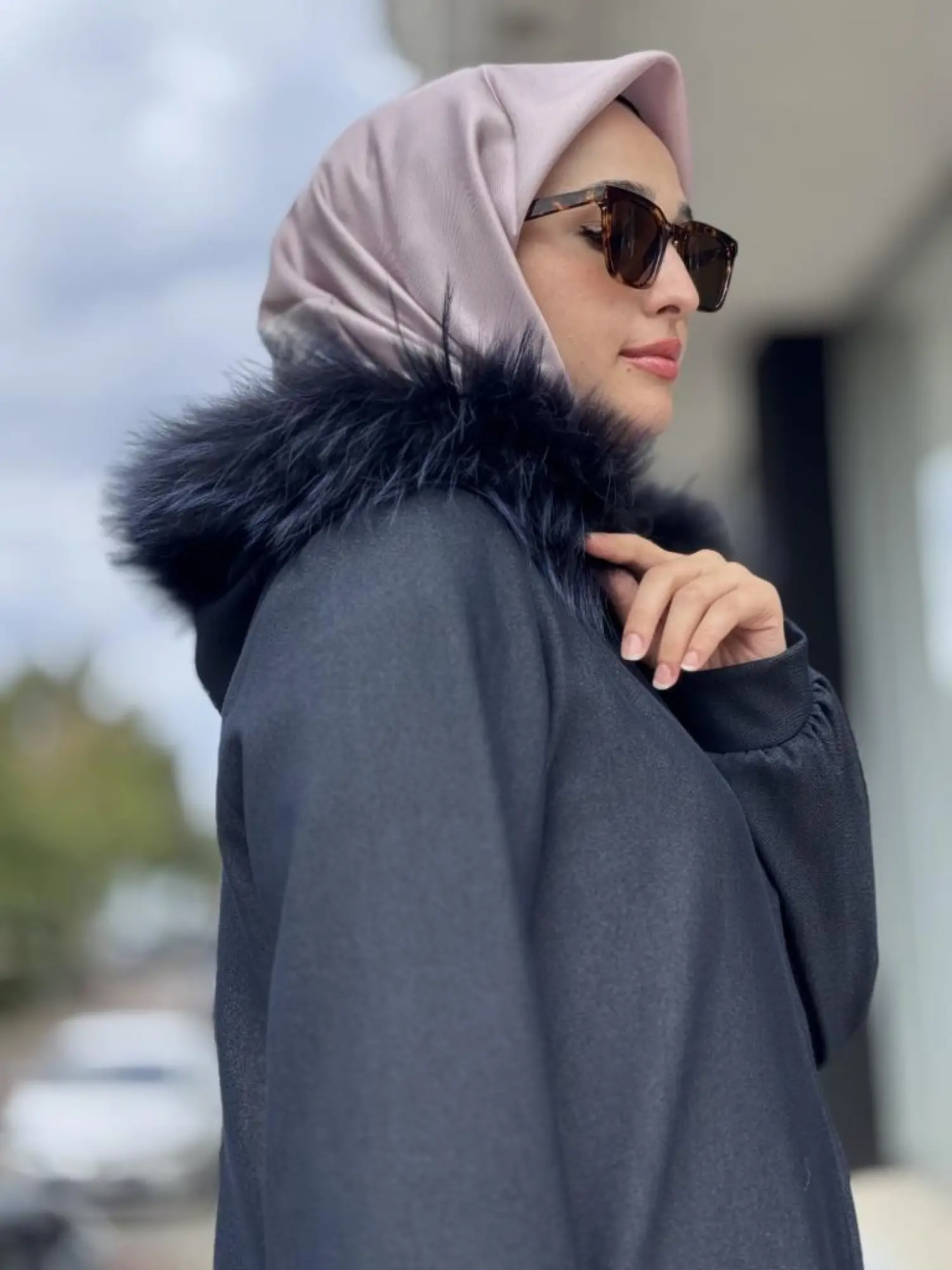 Qupra Kot Görünümlü Seyyar Kürk Kapüşonlu Kap Pantolon Takım WAC92066