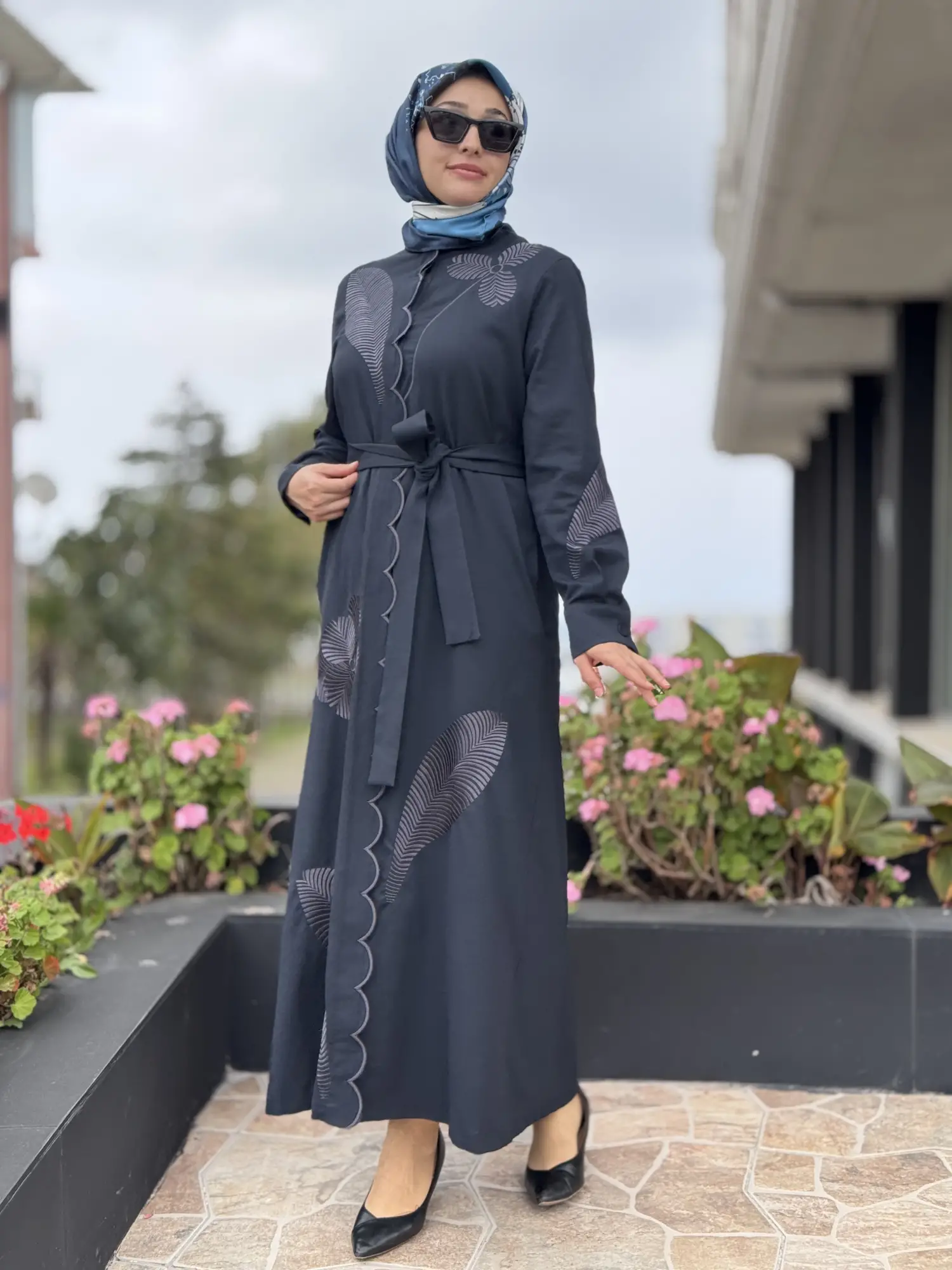 Qupra Nakış Detaylı Düğme Kapamalı Elbise WAC95001