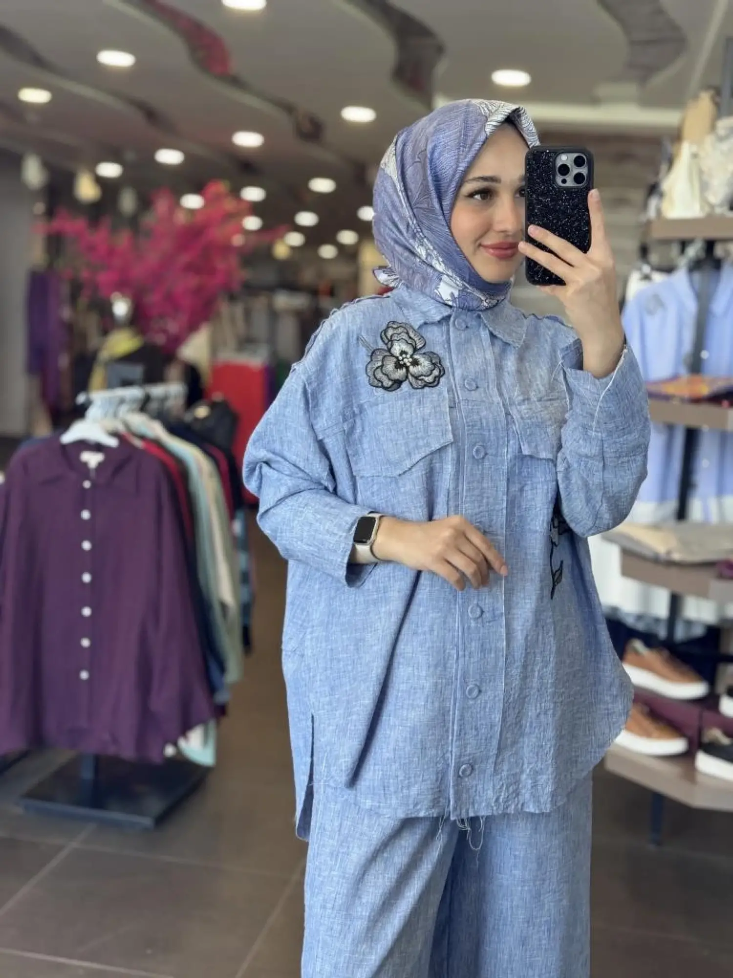 Qupra Nakış Detaylı Gömlek Pantolon Takım WAB82071