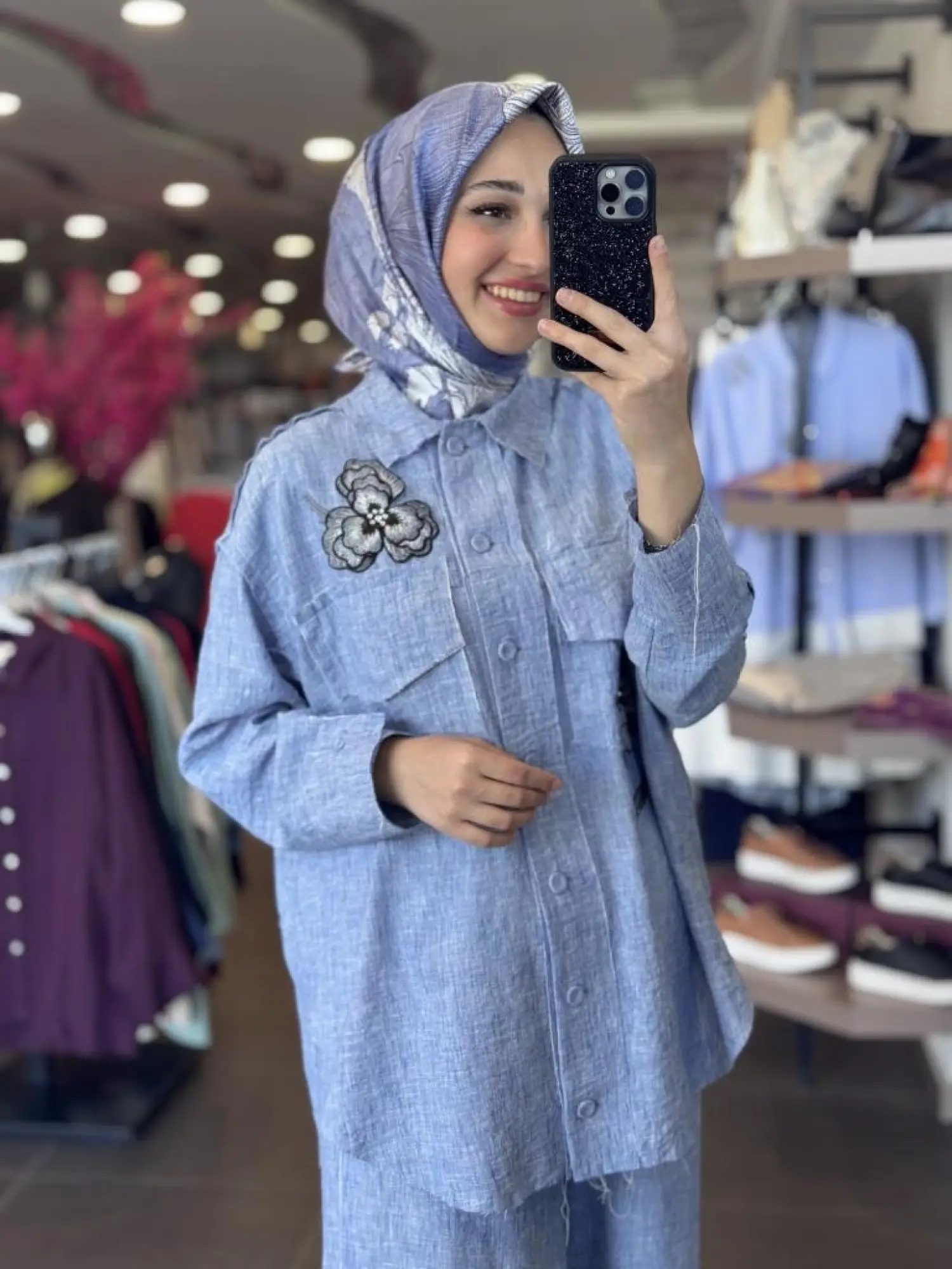 Qupra Nakış Detaylı Gömlek Pantolon Takım WAB82071