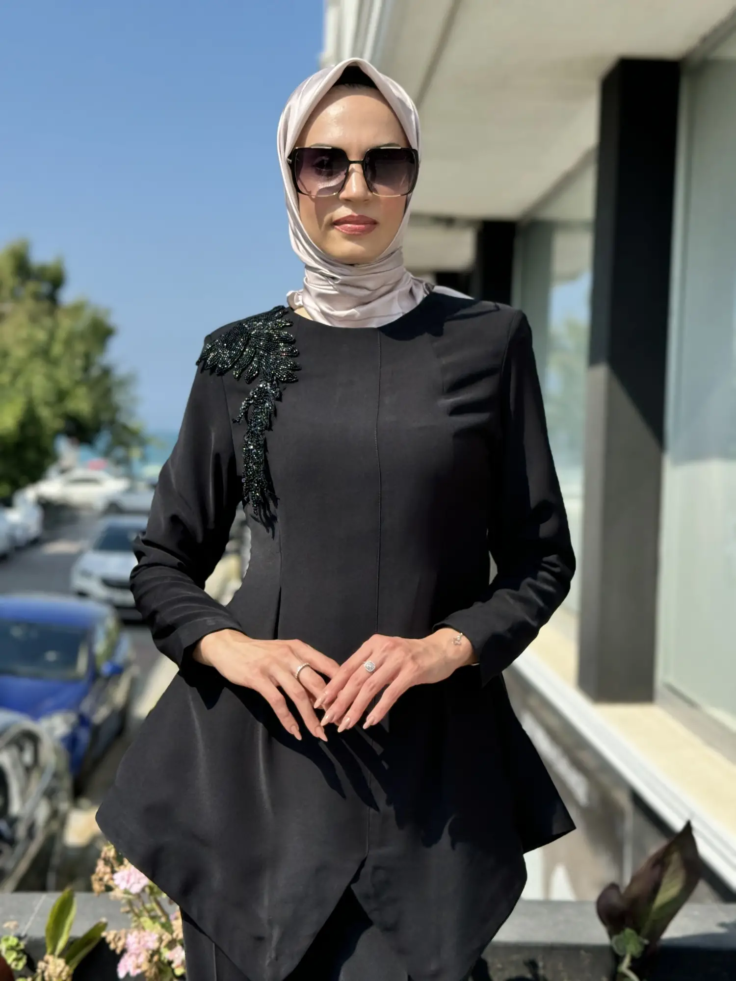 Qupra Omuz Taş Detaylı Tunik Pantolon Abiye Takım QAY62133