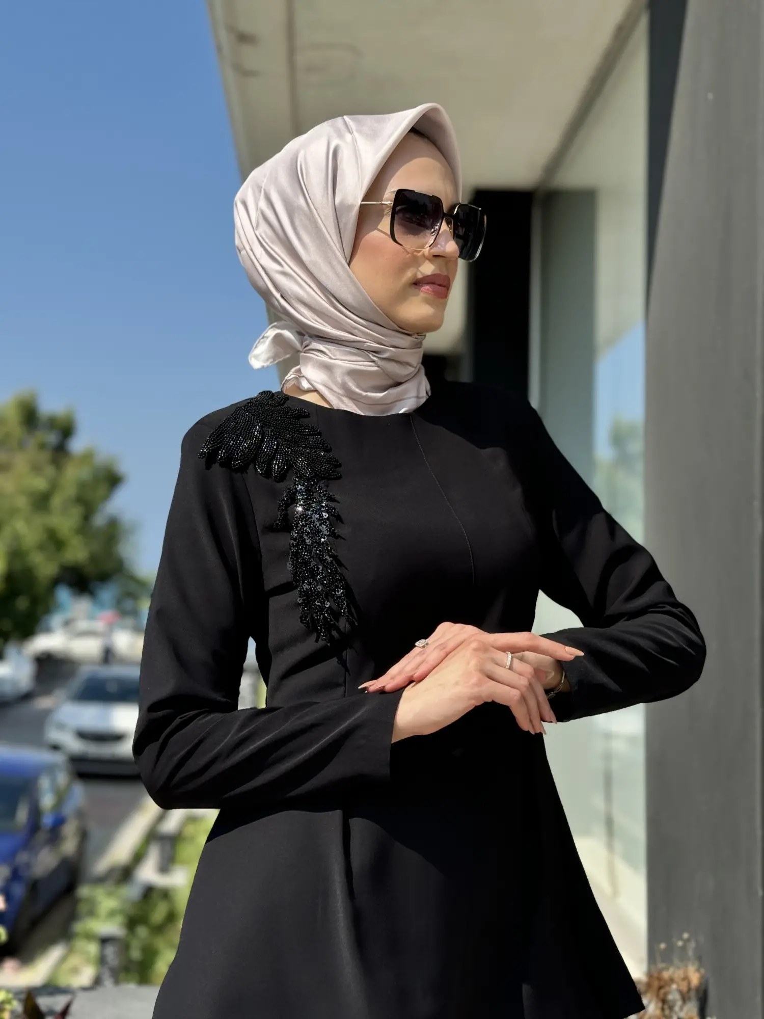 Qupra Omuz Taş Detaylı Tunik Pantolon Abiye Takım QAY62133