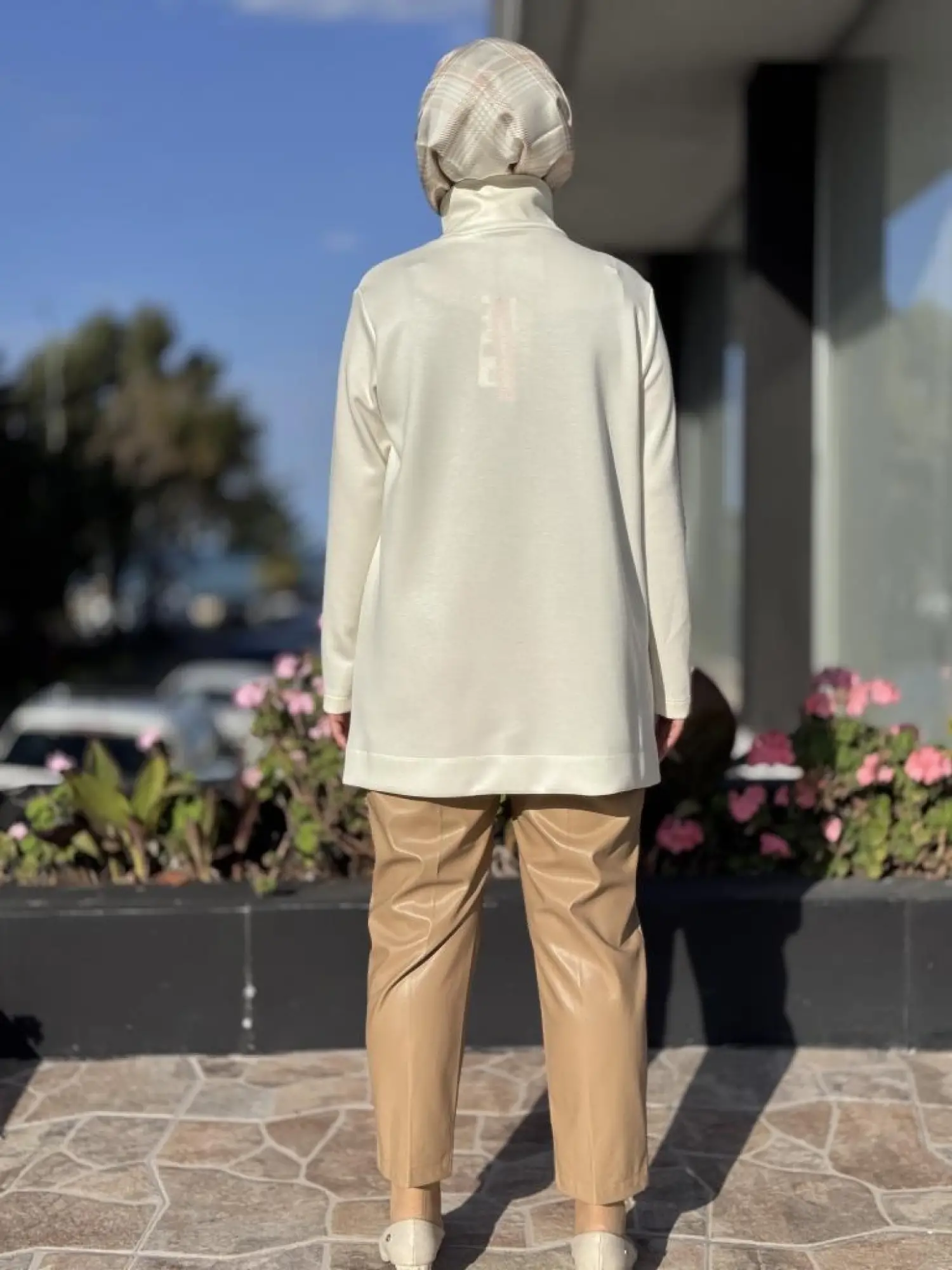 Qupra Önü Çiçek Baskılı Tunik Deri Pantolonlu Takım WAC92006