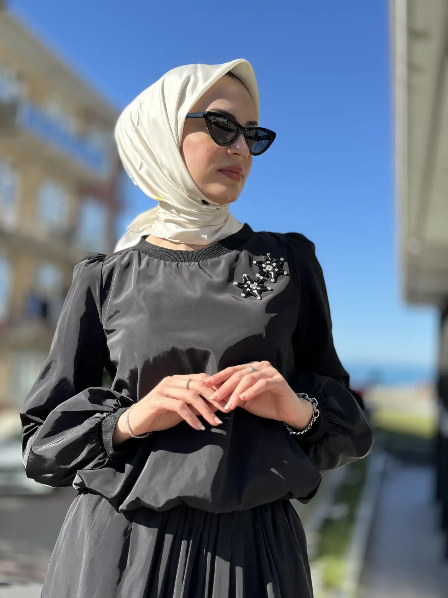 Qupra Paraşüt Kumaş Balon Bluz Etek Takım QAY62037