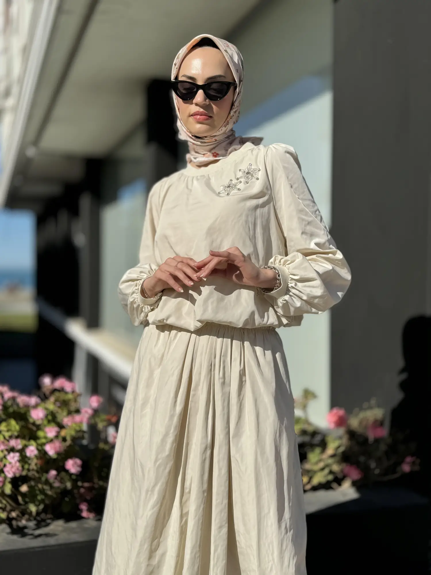 Qupra Paraşüt Kumaş Balon Bluz Etek Takım QAY62037