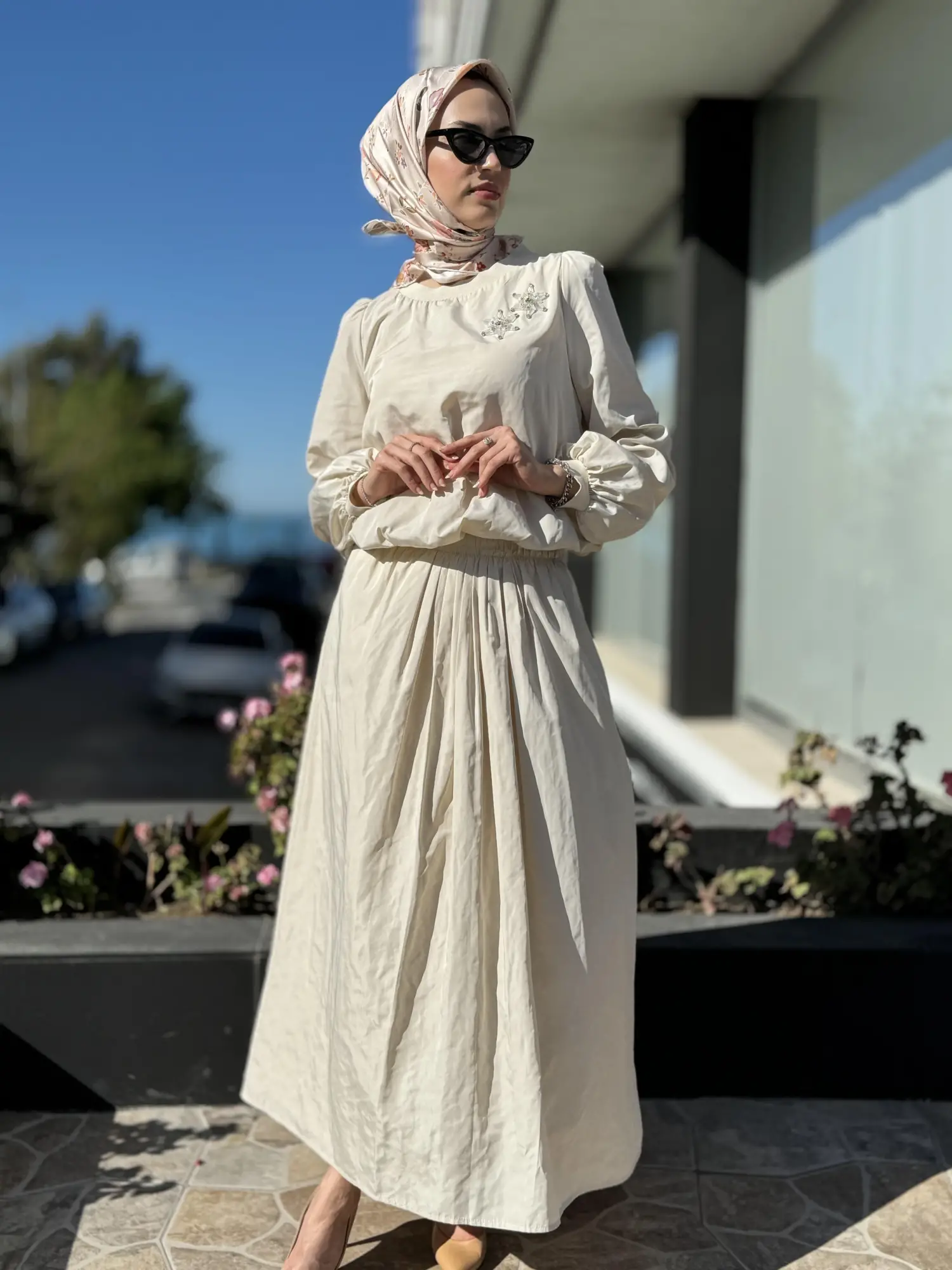 Qupra Paraşüt Kumaş Balon Bluz Etek Takım QAY62037