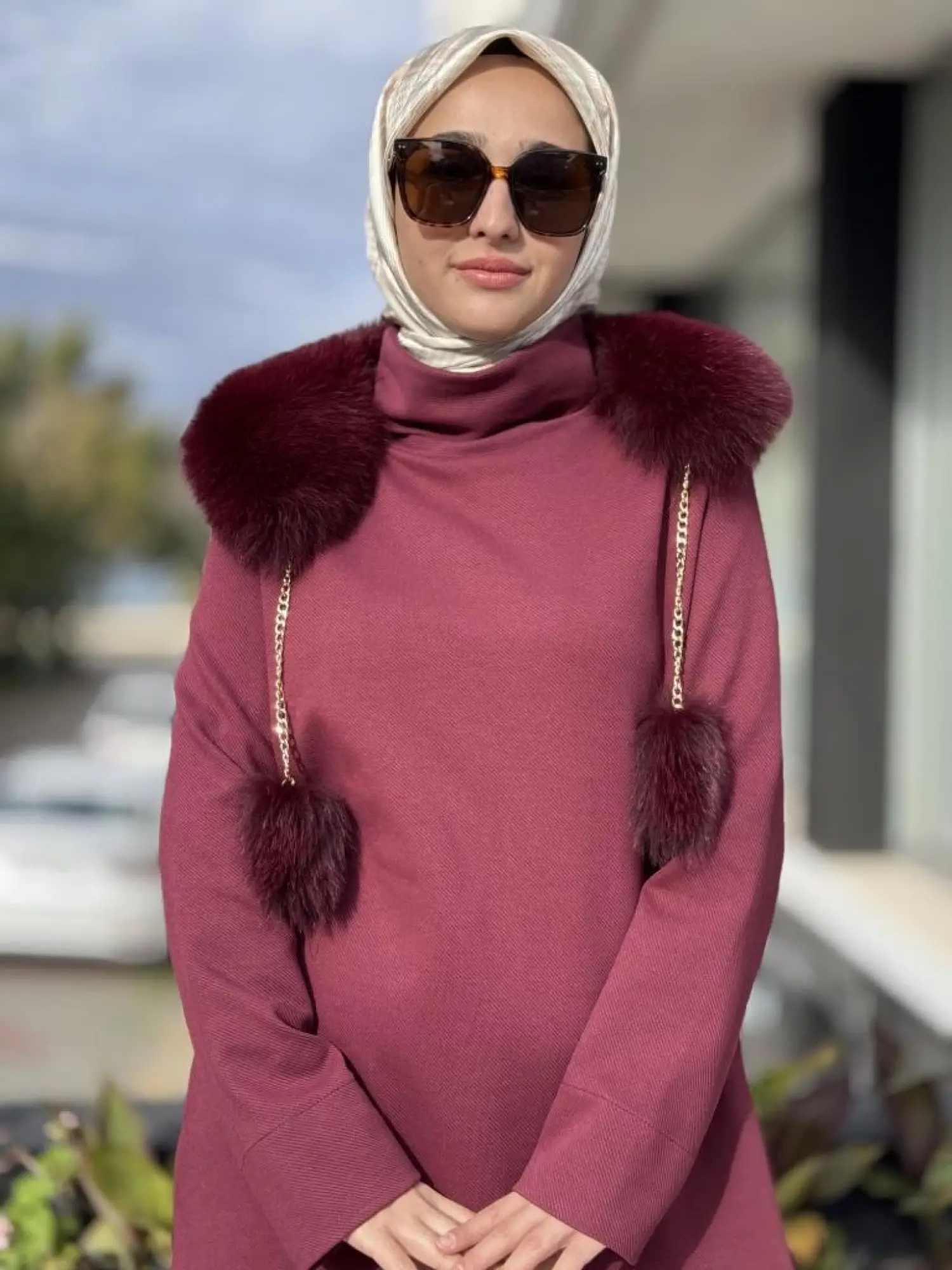 Qupra Seyyar Kürk Aksesuarlı Tunik Pantolon Takım WAC92054