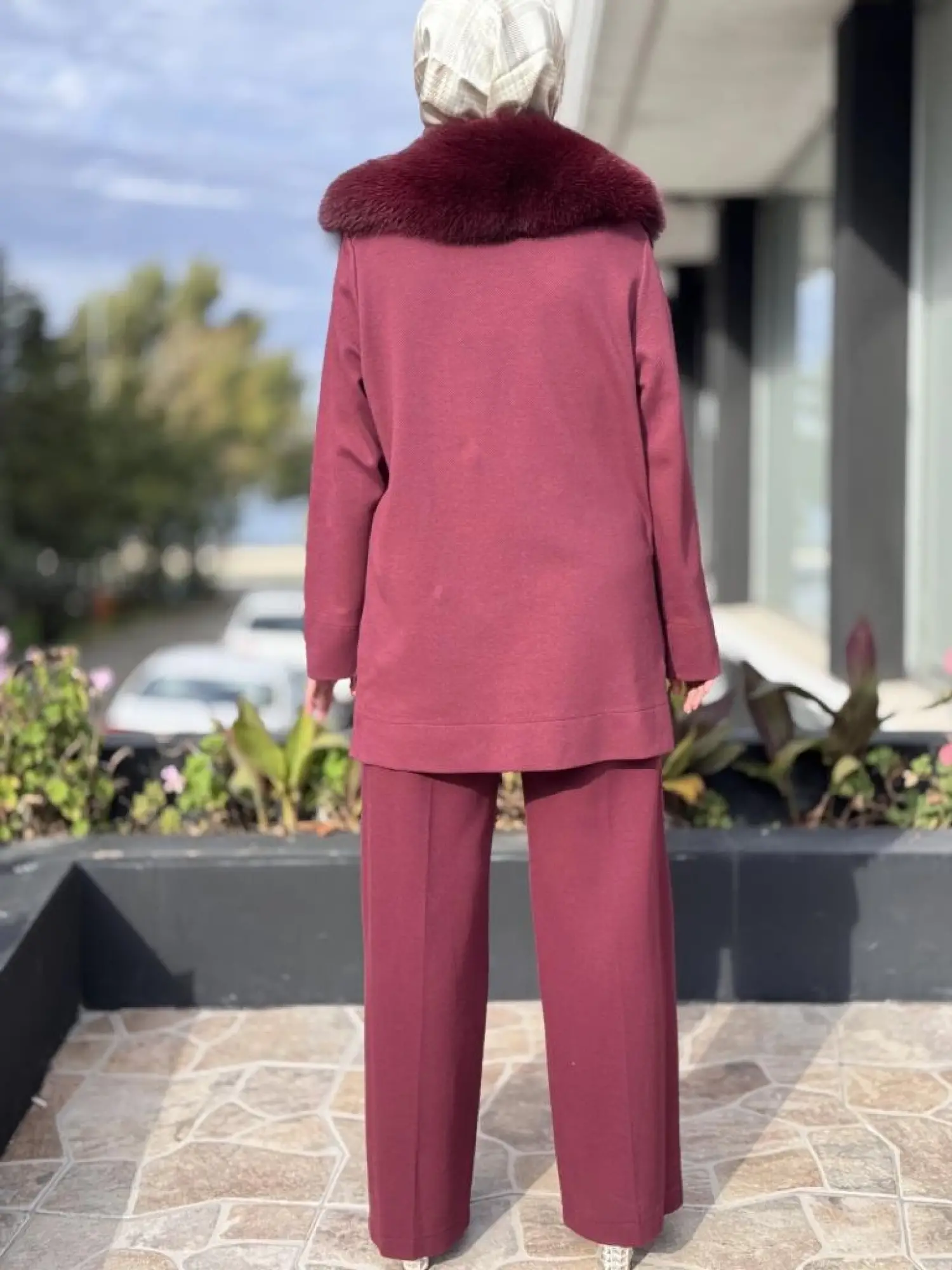 Qupra Seyyar Kürk Aksesuarlı Tunik Pantolon Takım WAC92054