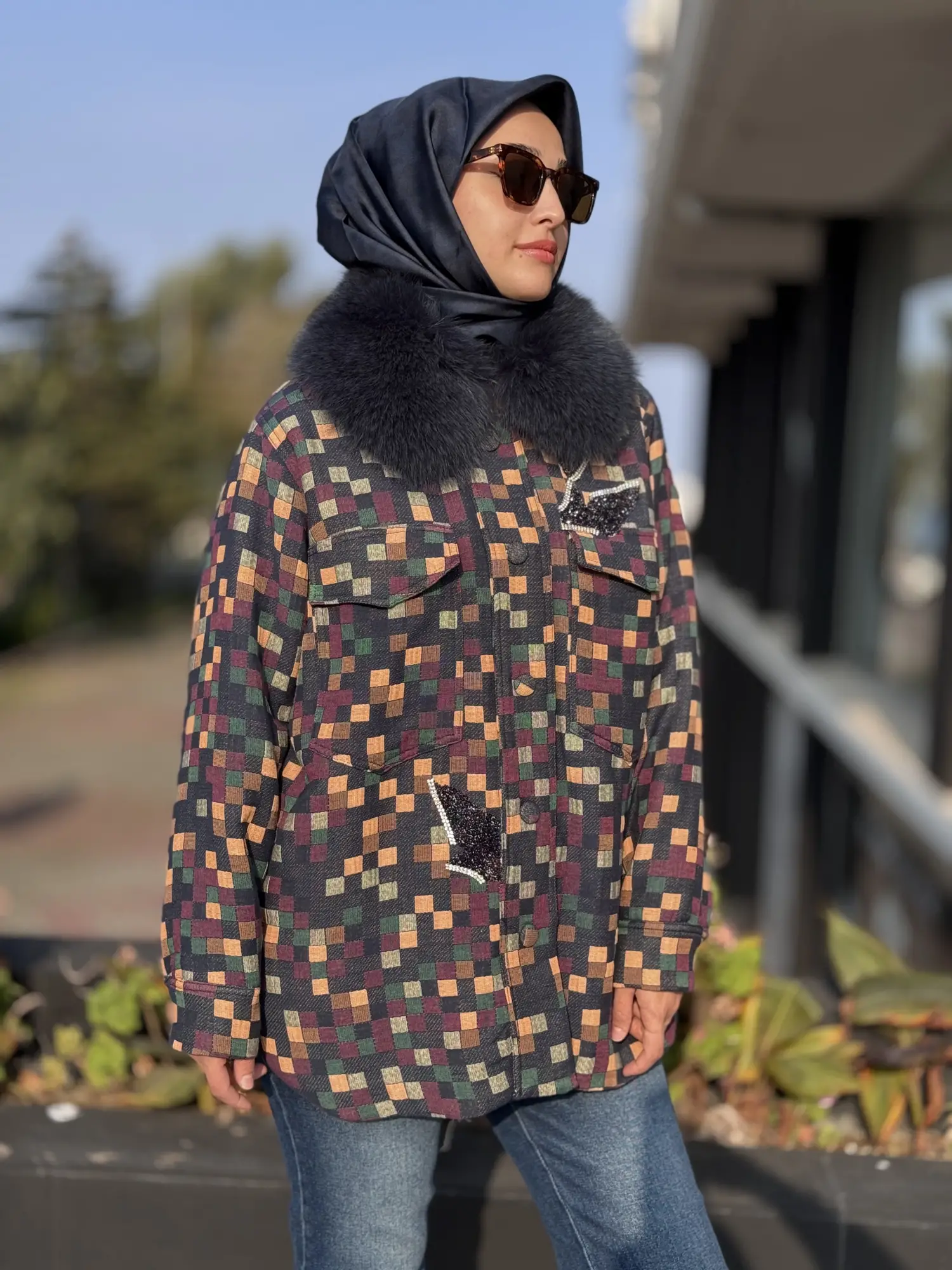 Qupra Seyyar Kürk Detaylı Renkli Ceket WAC91007