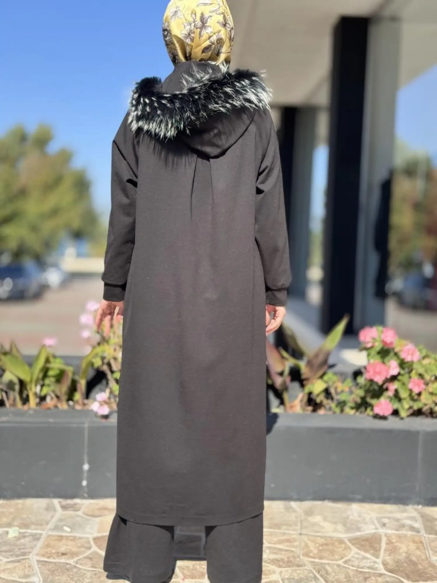 Qupra Seyyar Kürk Kapüşonlu Çıtçıt Kapamalı Uzun Kap WAC91014