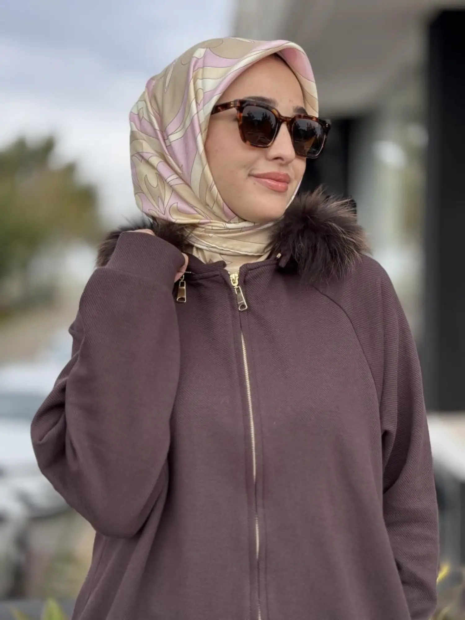 Qupra Seyyar Kürk Kapüşonlu Yandan Fermuarlı Kap Pantolon Takım WAC92035