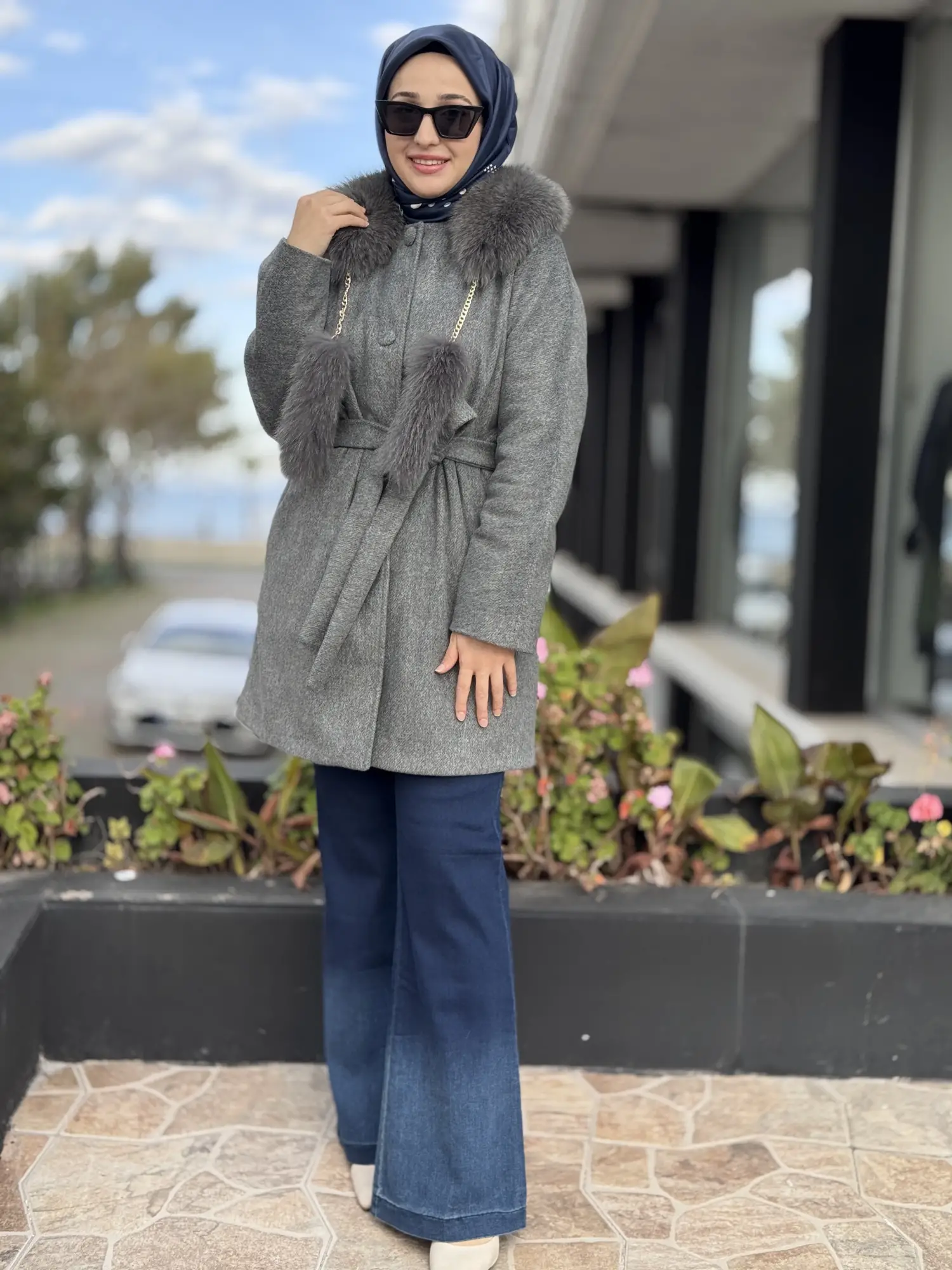 Qupra Seyyar Kürk Yakalı Kaşe Kaban WAC91010