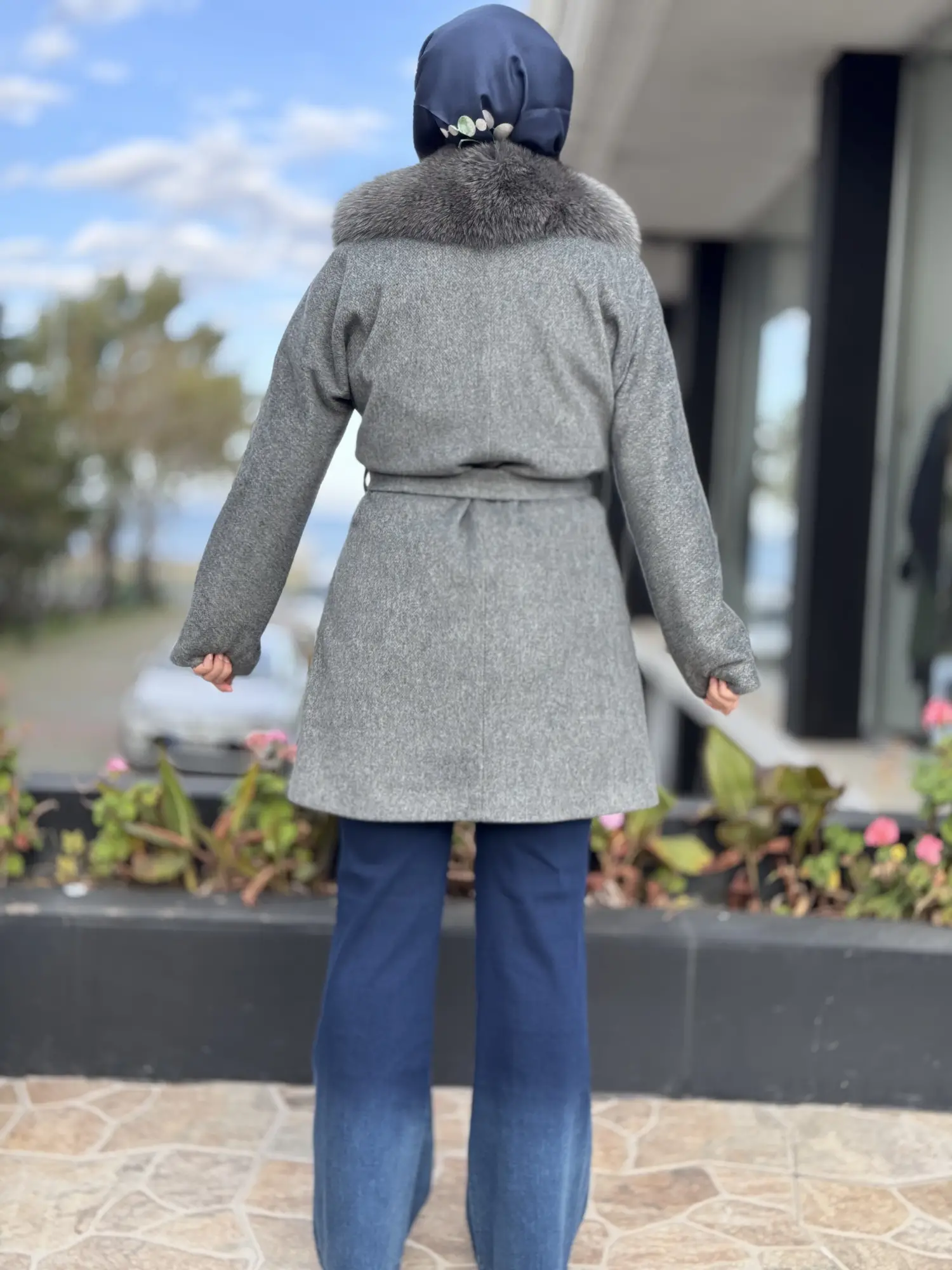 Qupra Seyyar Kürk Yakalı Kaşe Kaban WAC91010