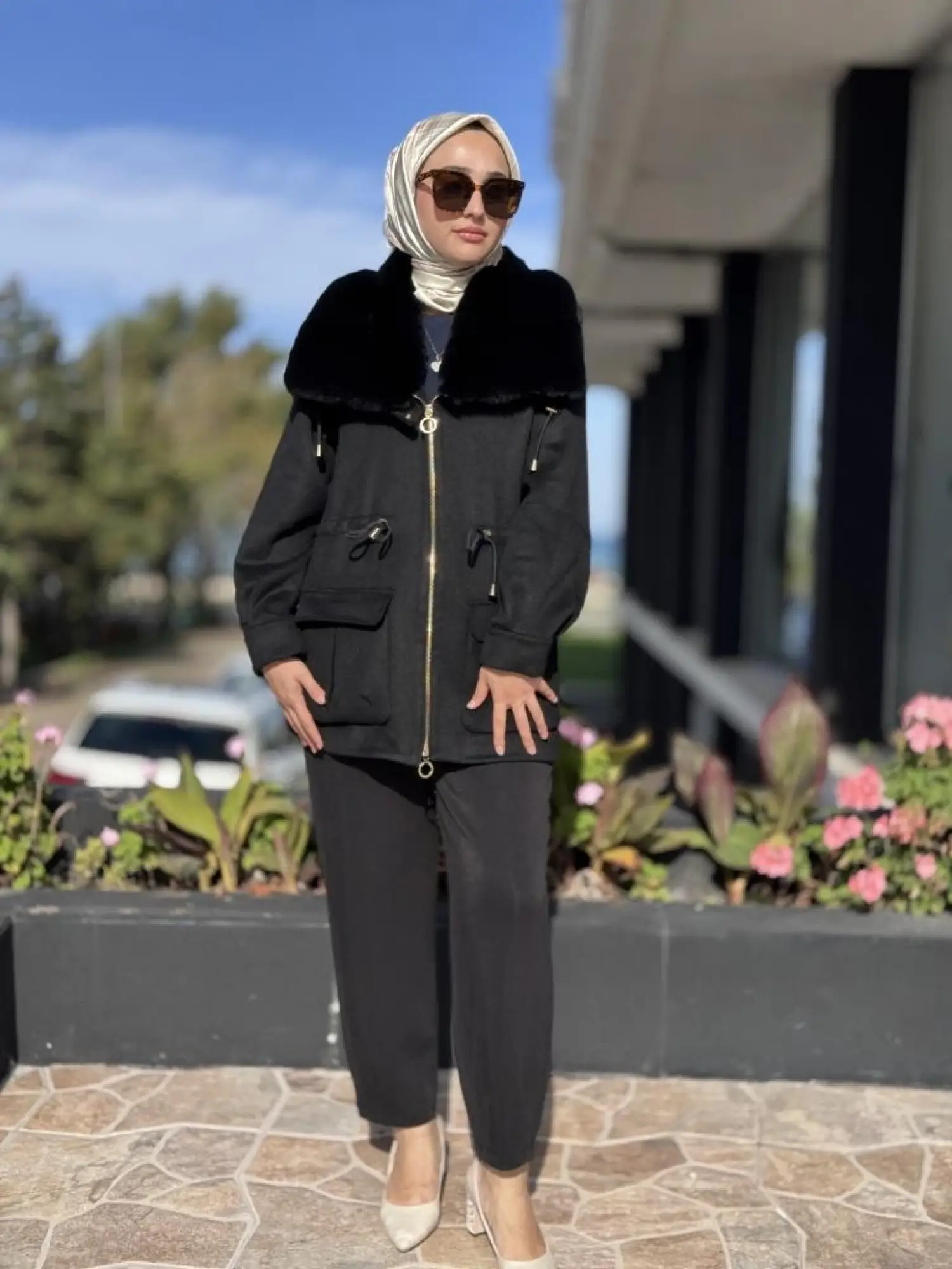 Qupra Seyyar Kürklü Kaşmir Yün Mont WAC91039