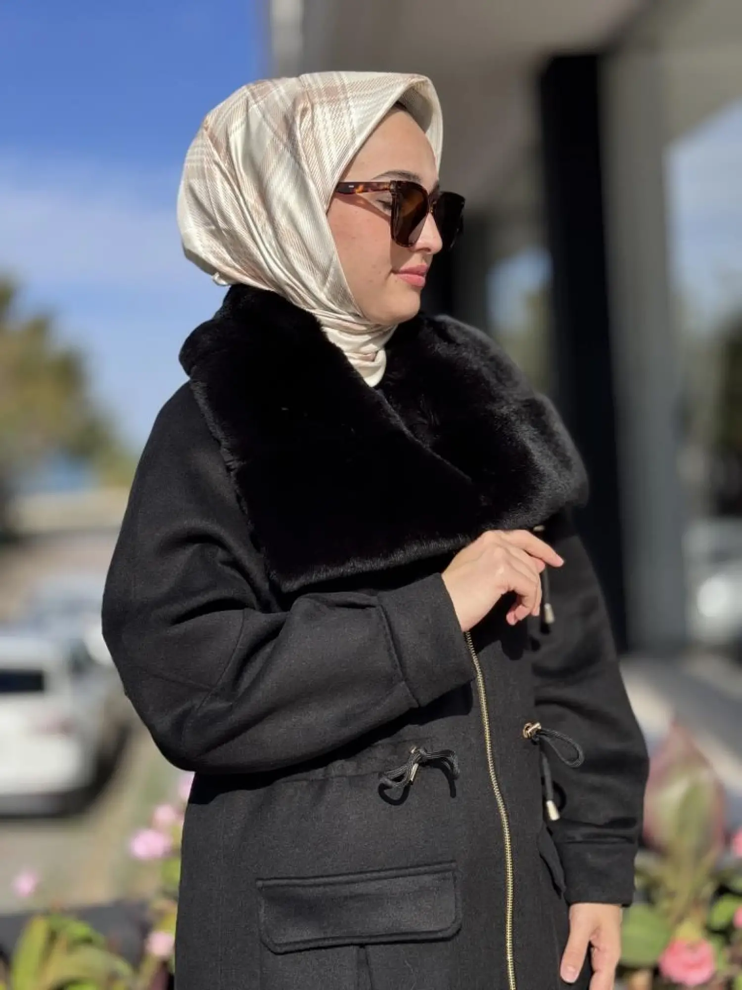 Qupra Seyyar Kürklü Kaşmir Yün Mont WAC91039