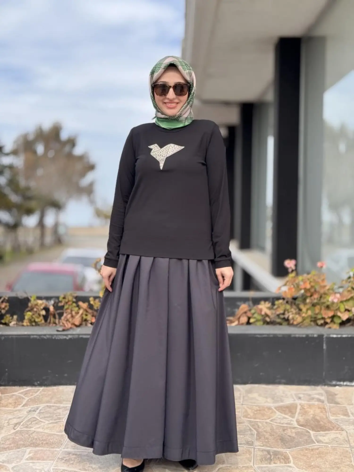 Qupra Taş Detaylı Bluz Etek Takım WAB82094