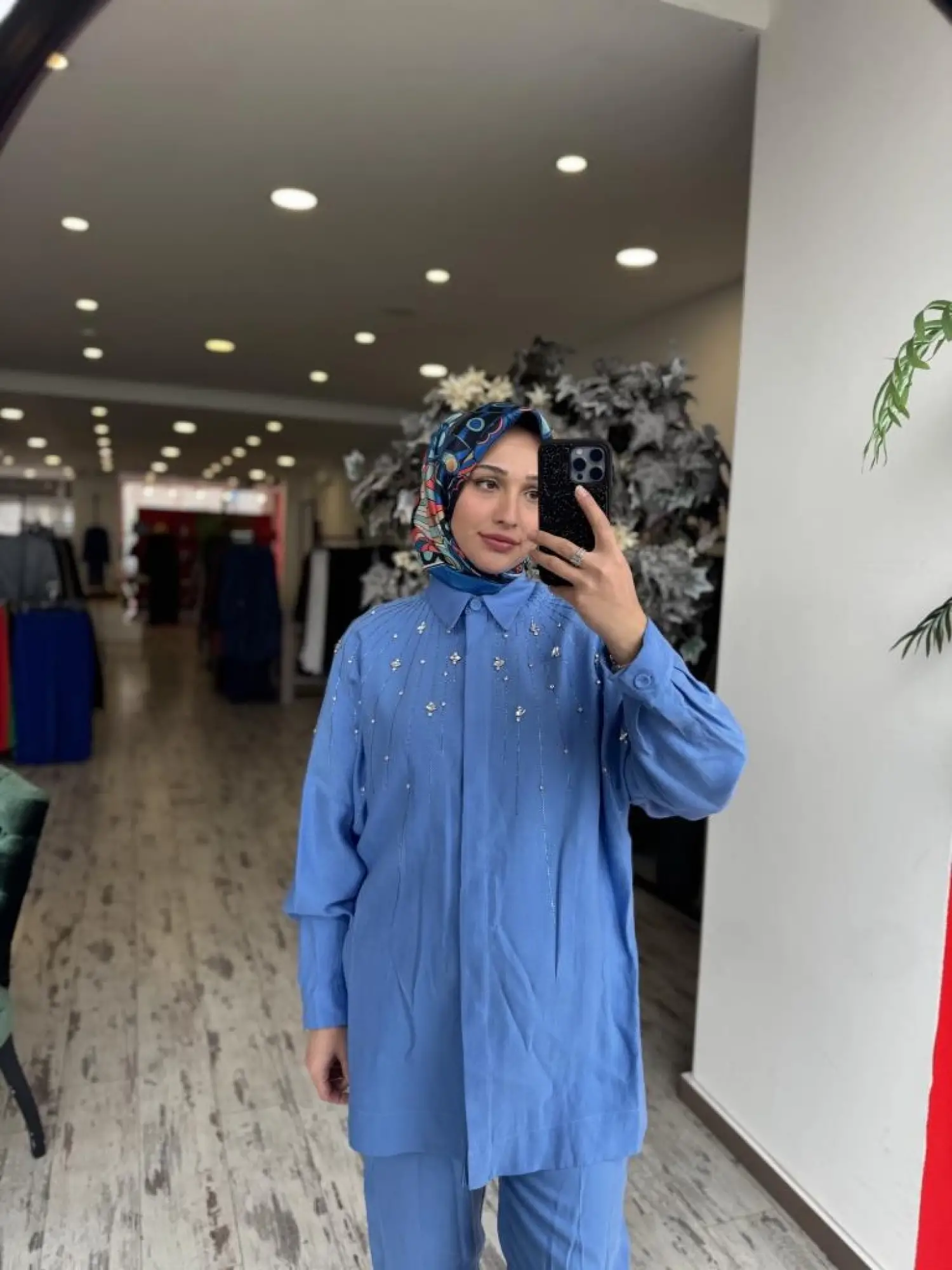 Qupra Taş Detaylı Gömlek Pantolon Takım WAB82029