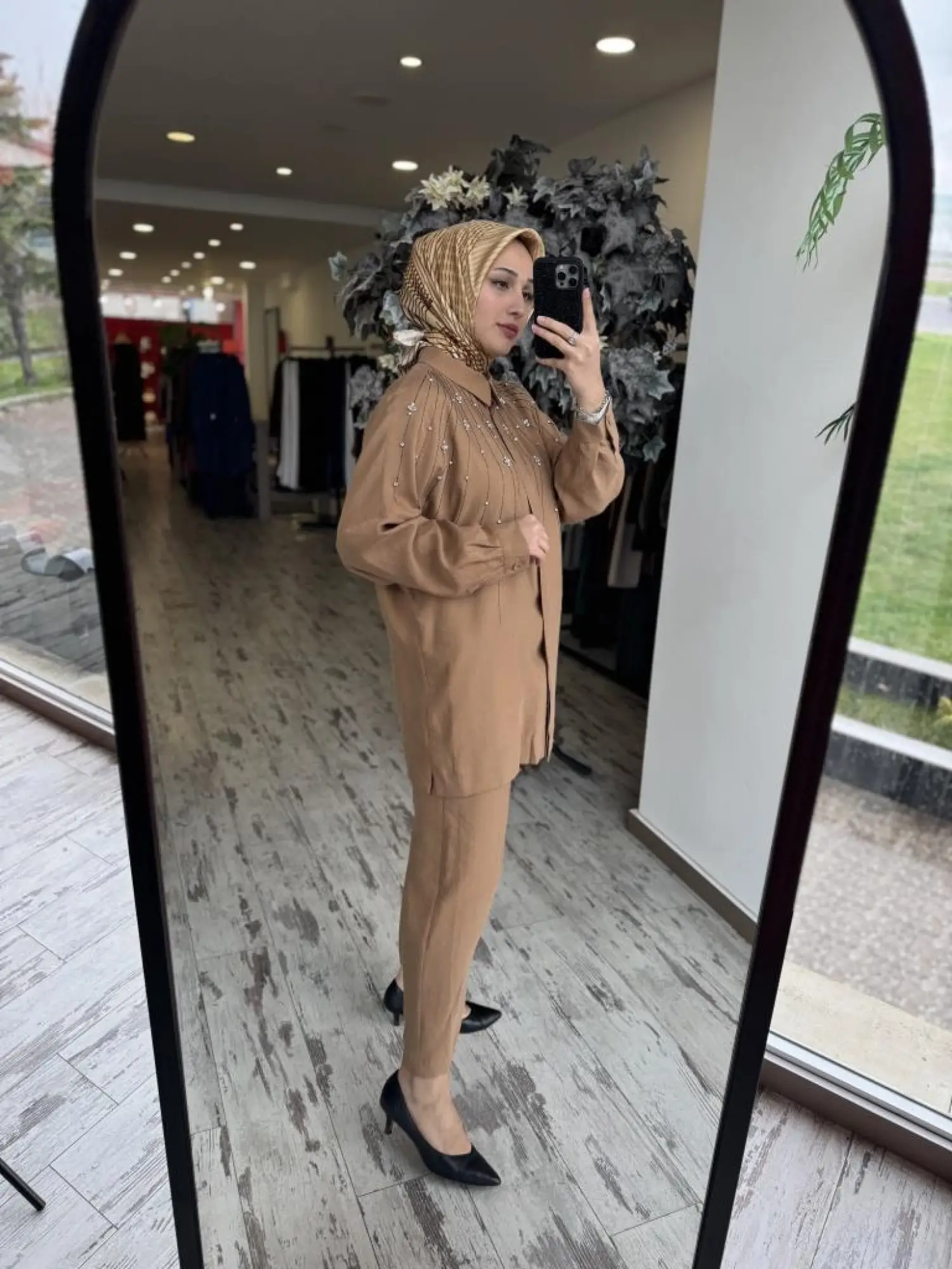 Qupra Taş Detaylı Gömlek Pantolon Takım WAB82029