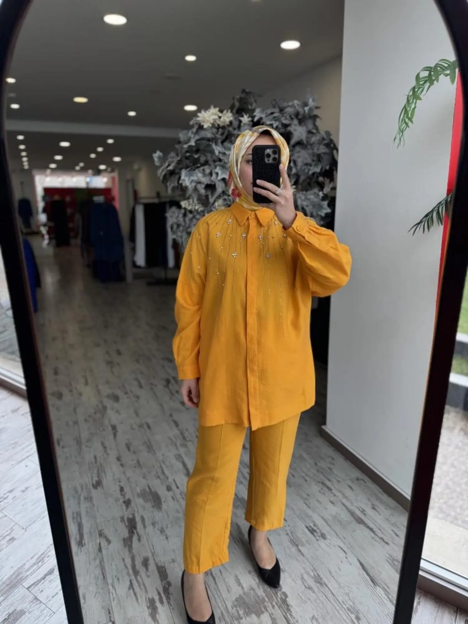 Qupra Taş Detaylı Gömlek Pantolon Takım WAB82029