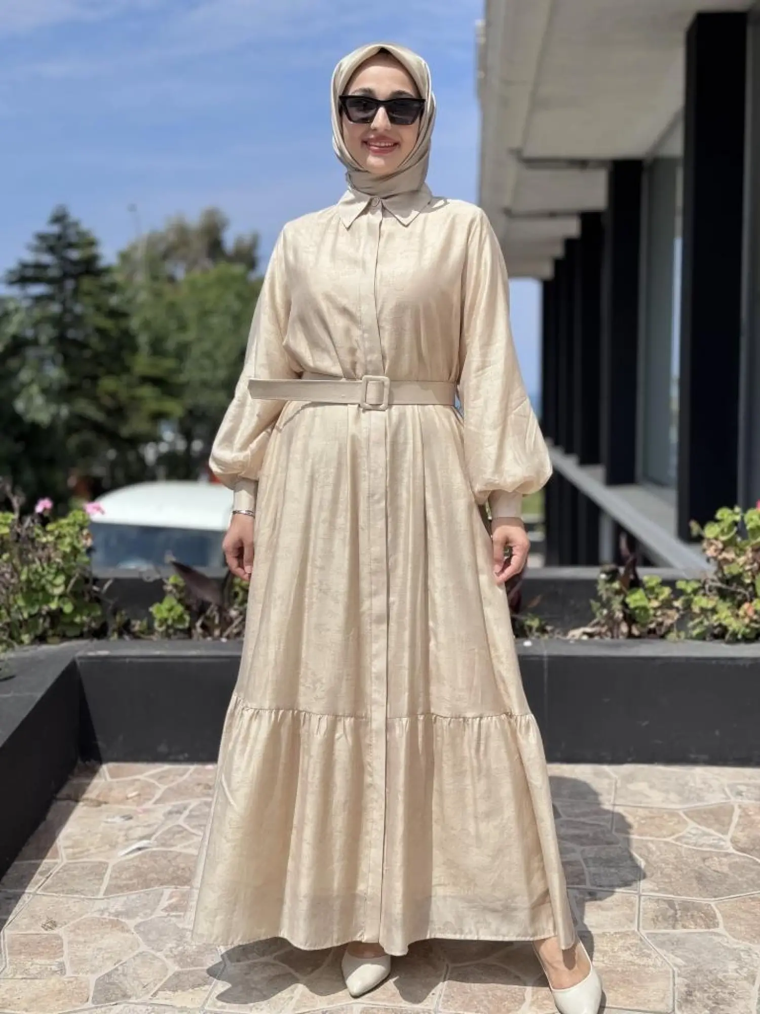 Qupra Vual Kemerli Gömlek Elbise WAB85005