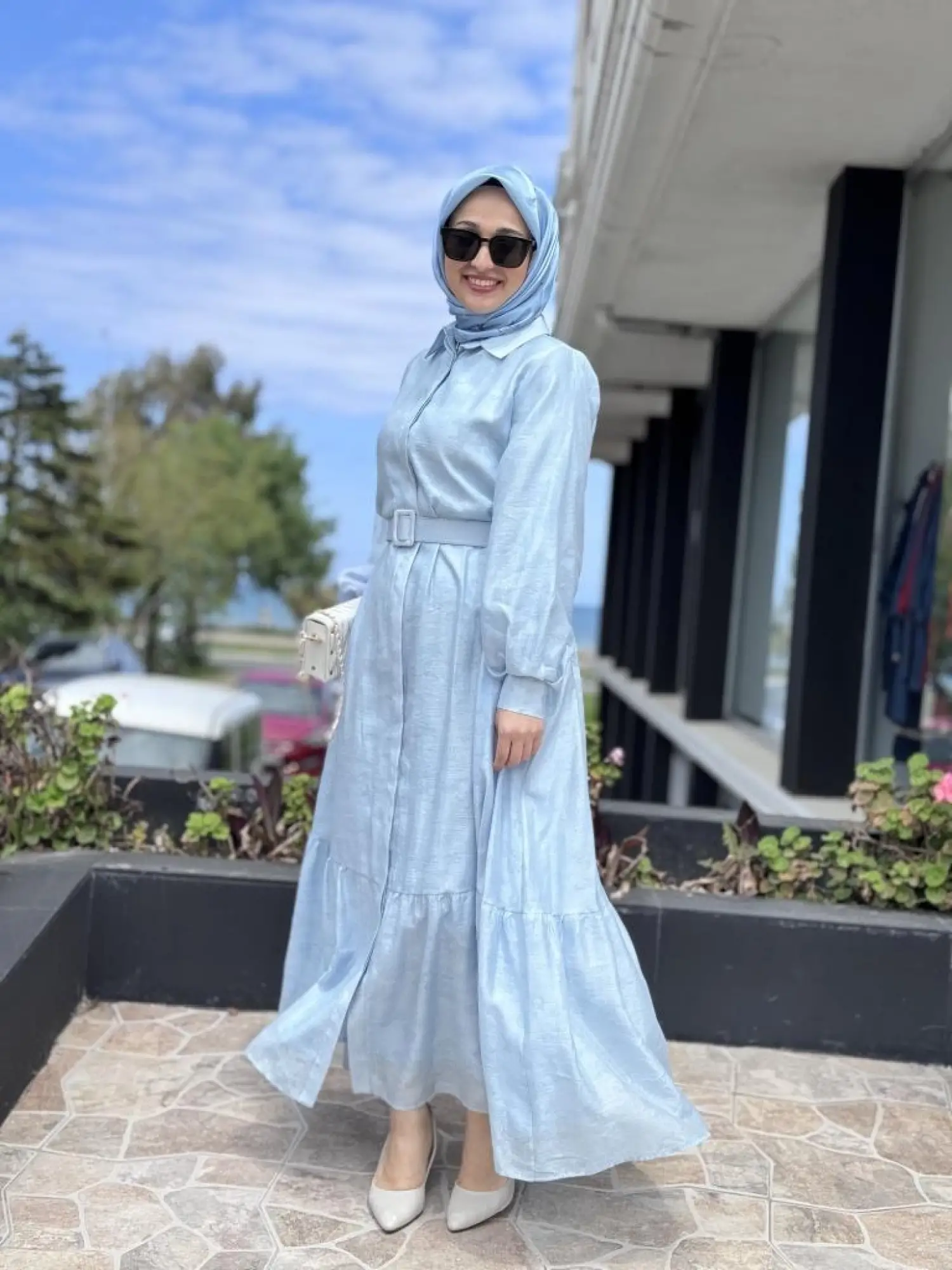 Qupra Vual Kemerli Gömlek Elbise WAB85005